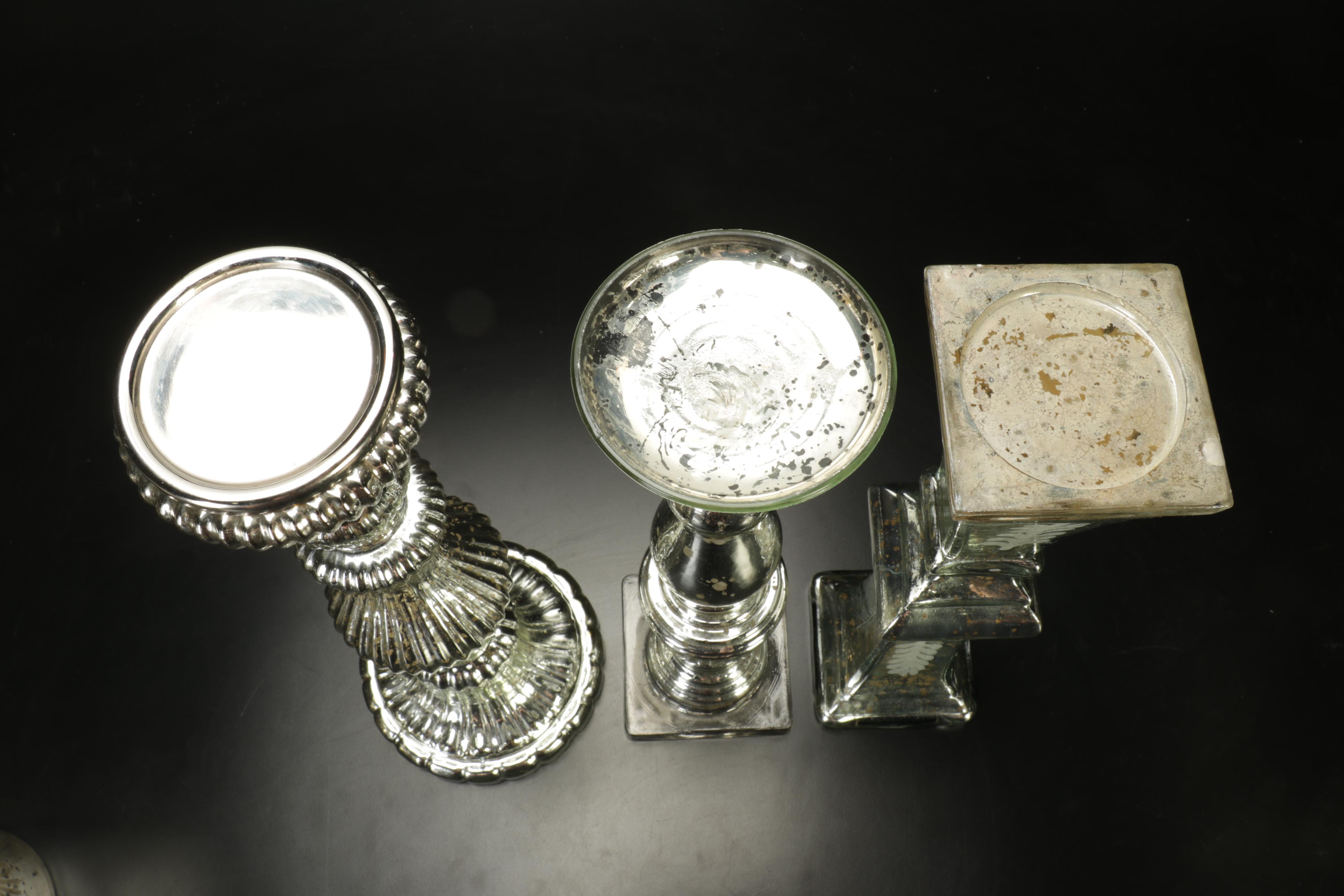 Mercury Glass Candle Holders and Vases