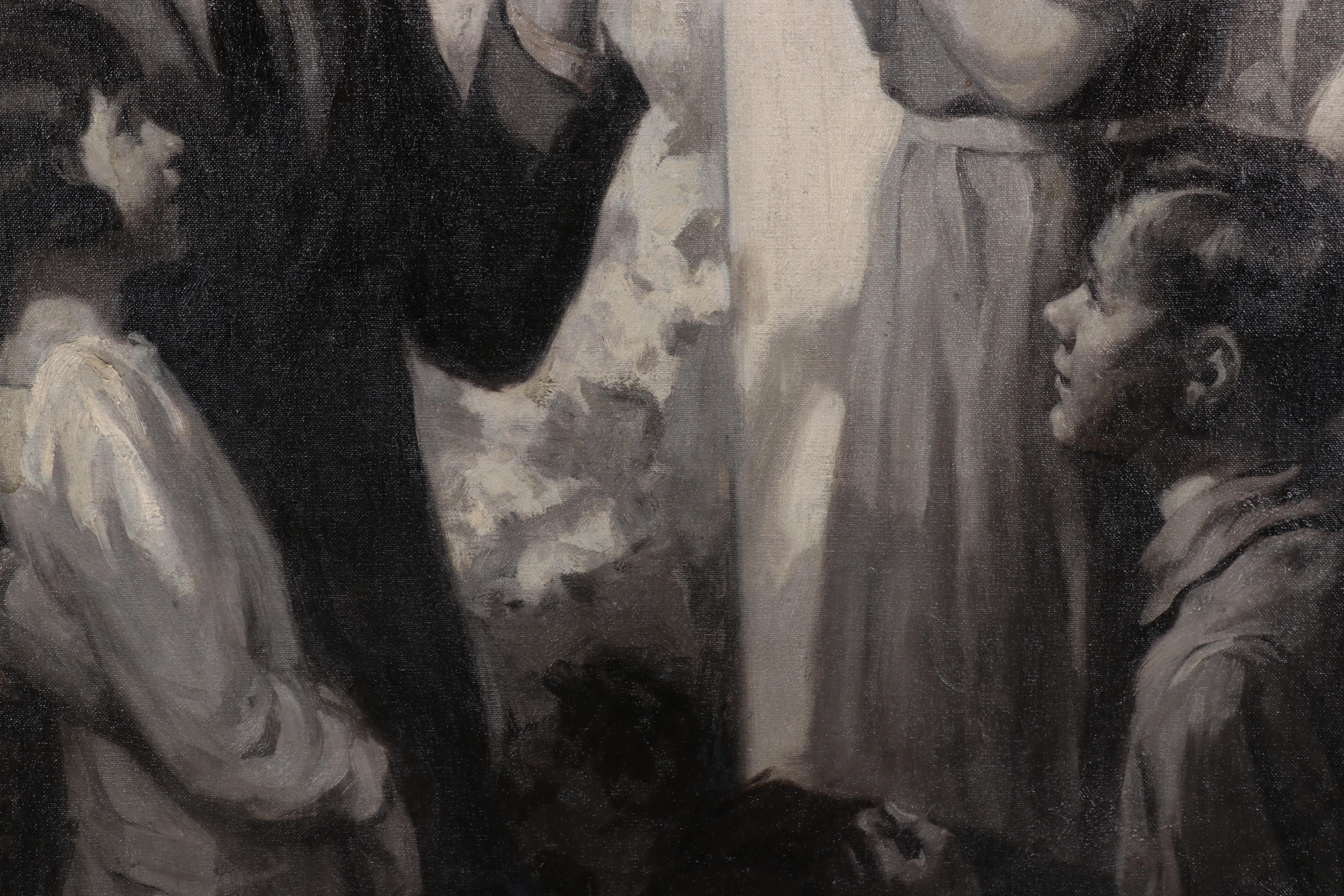 Grisaille Oil Painting for Aetna Insurance Advertisement, Circa 1924