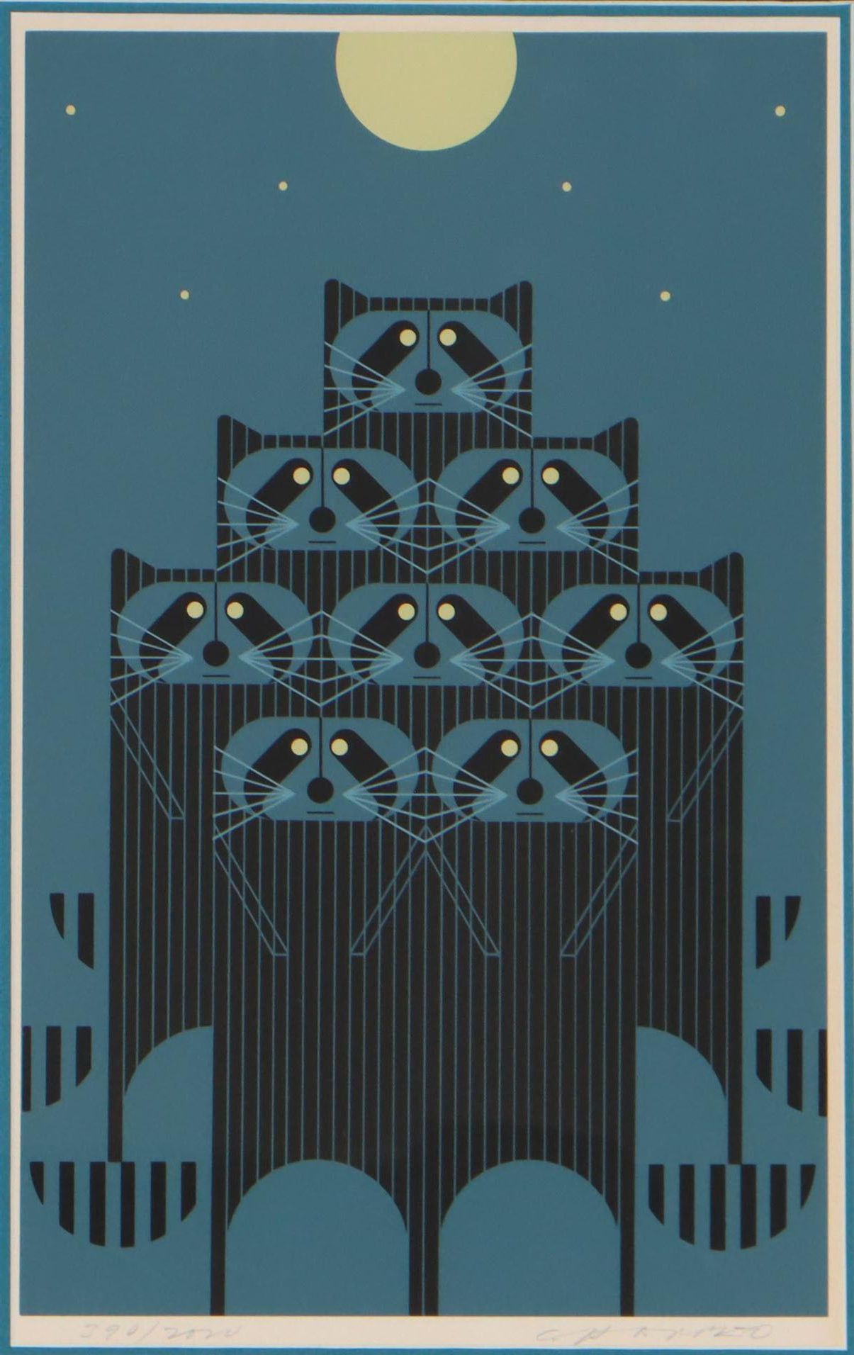 Charley Harper Serigraph "Raccpack," 1975