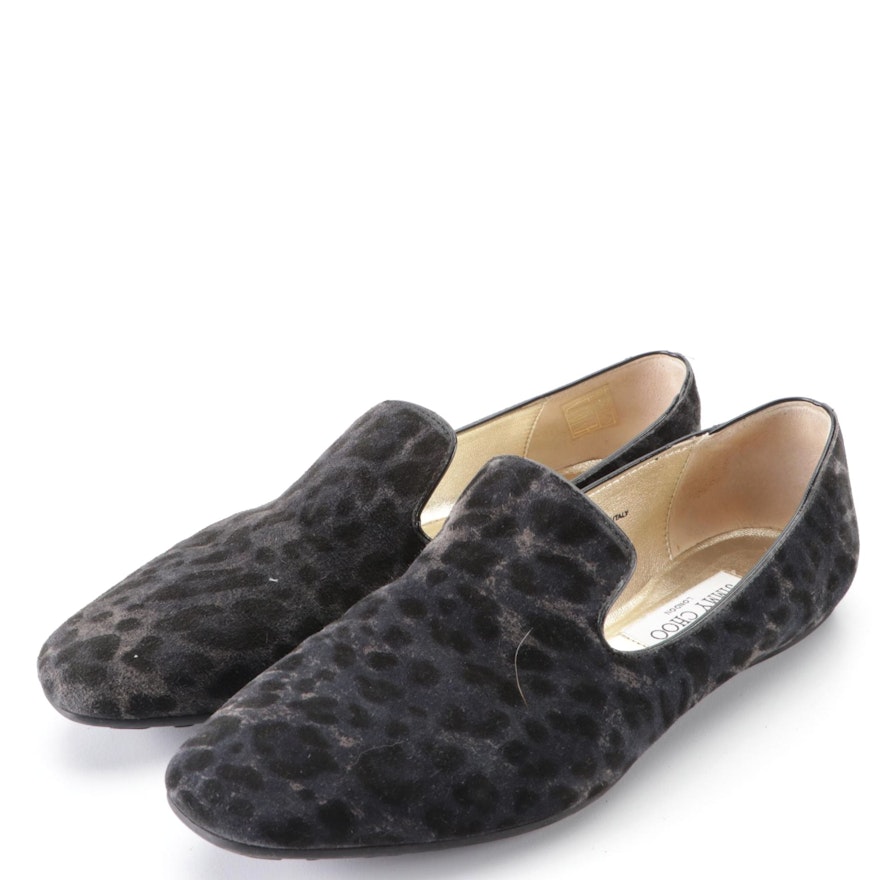 Jimmy Choo Venetian-Style Loafers in Printed Suede with Rubber Soles