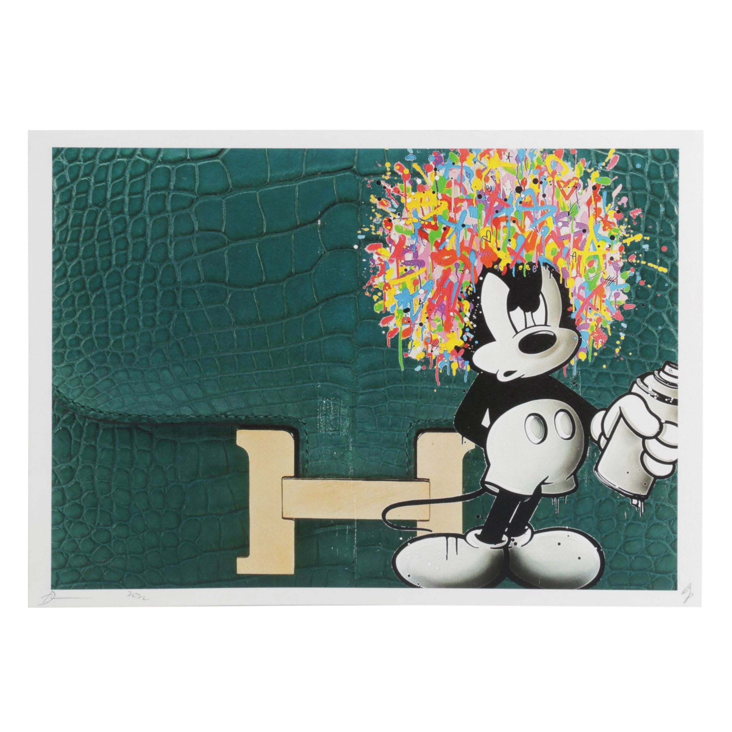 Death NYC Pop Art Graphic Print Homage to Mickey Mouse and Hermès