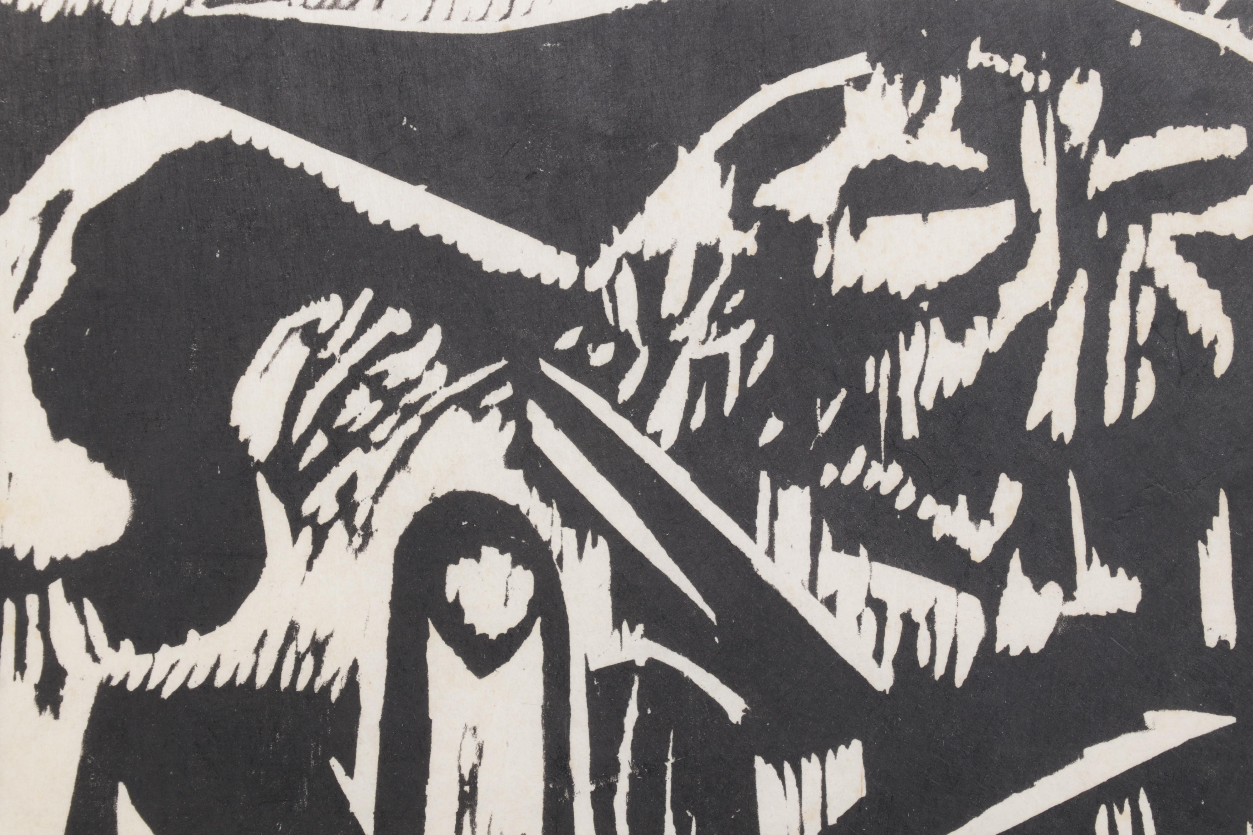 Sidney Chafetz Woodcut "Landscape," 1980