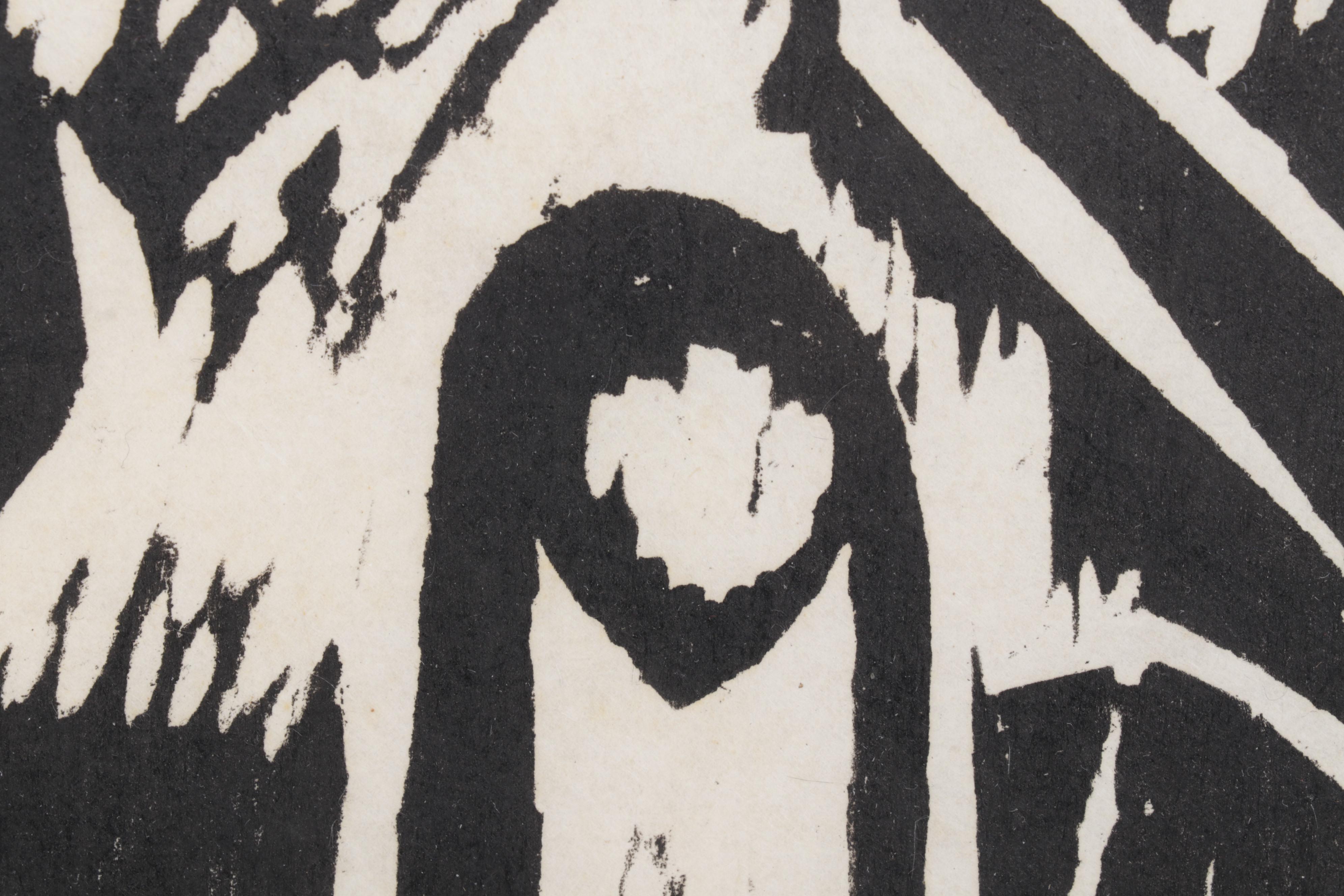 Sidney Chafetz Woodcut "Landscape," 1980