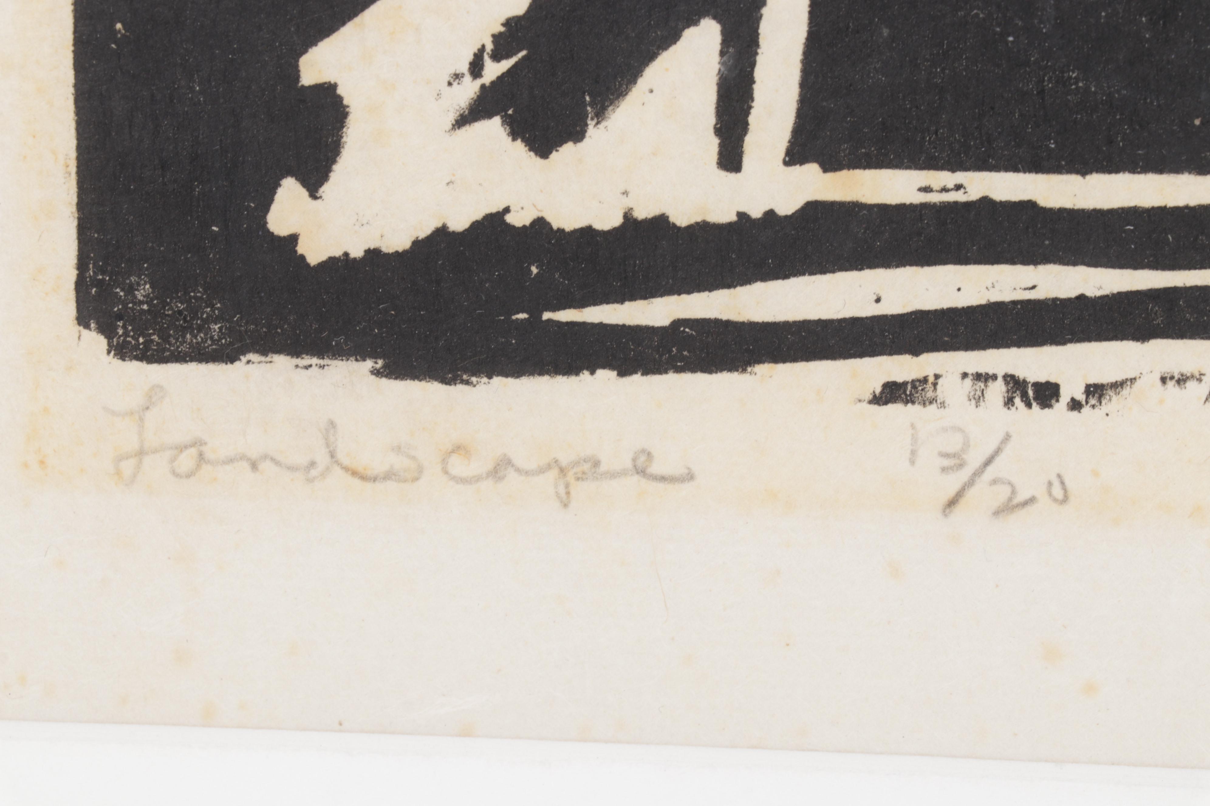 Sidney Chafetz Woodcut "Landscape," 1980