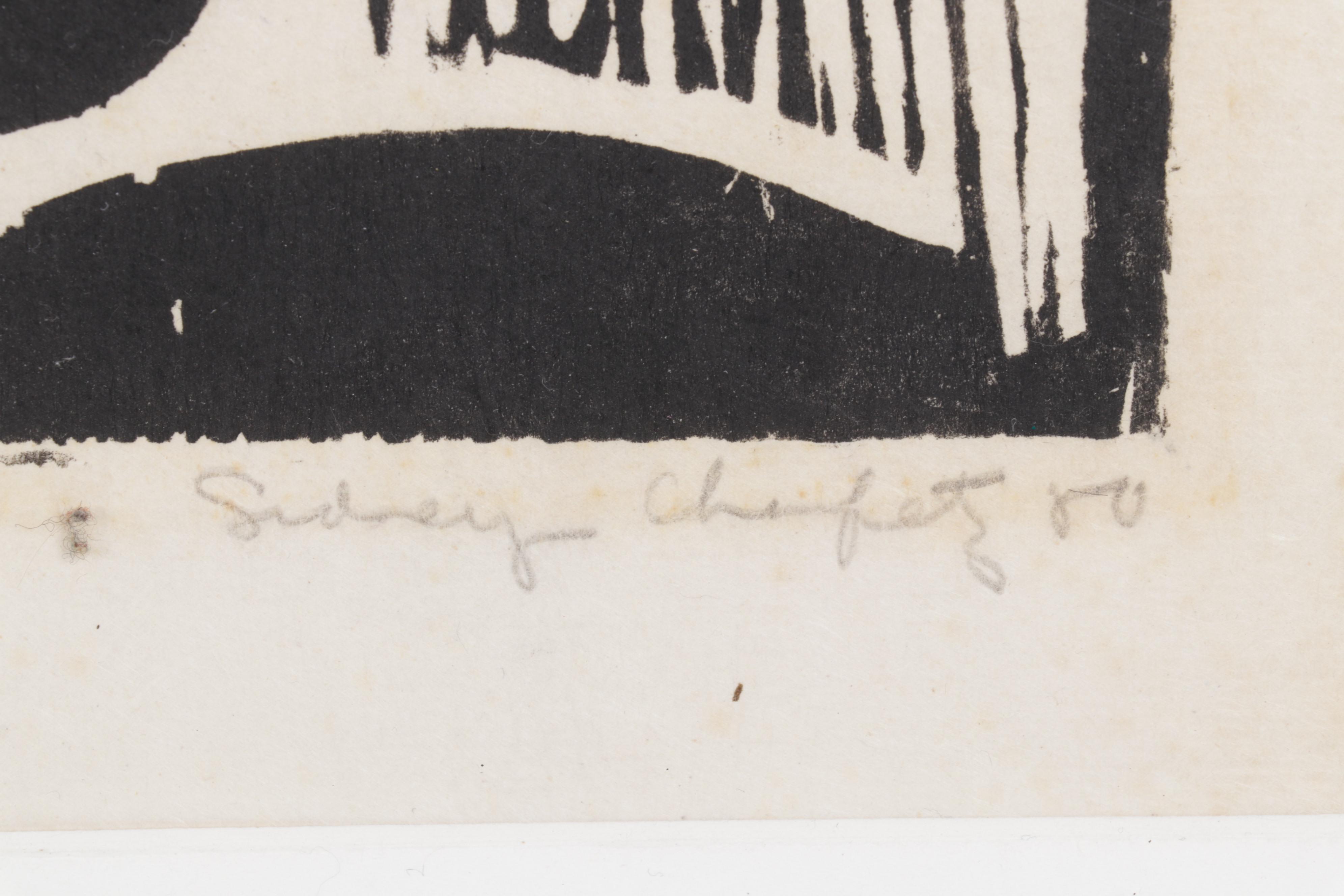 Sidney Chafetz Woodcut "Landscape," 1980