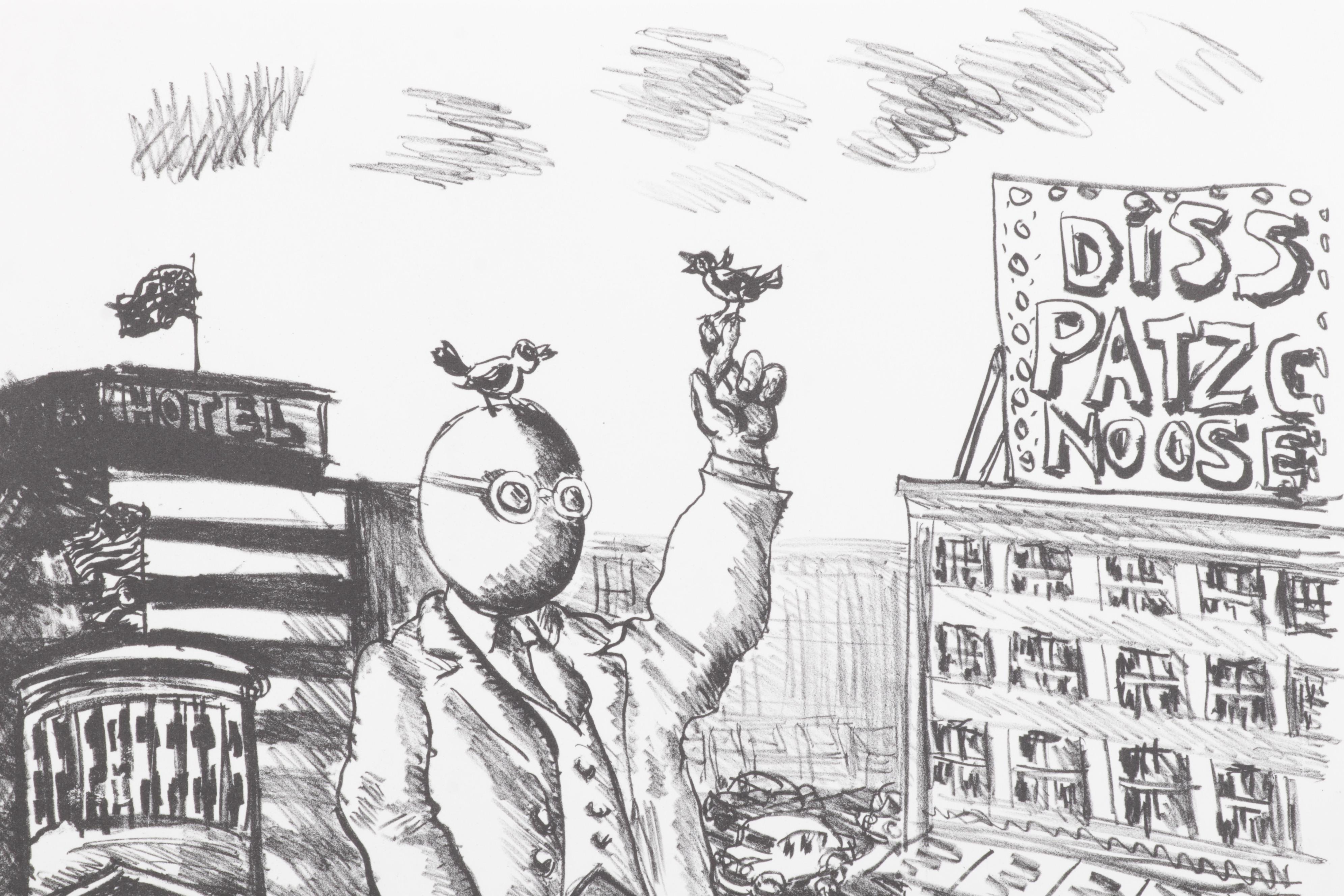 Sidney Chafetz Lithograph "Monumental Ephemera II," 1985