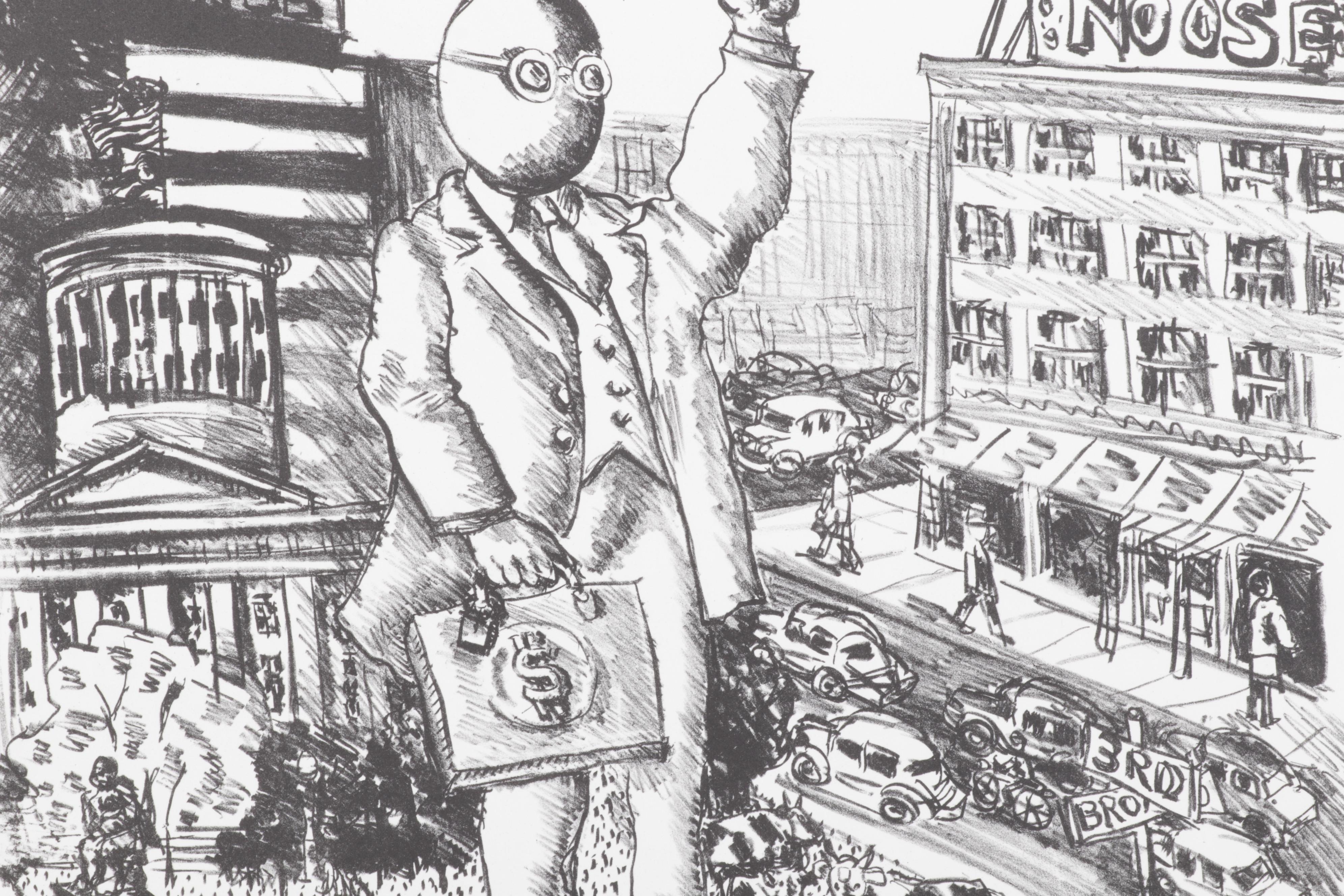 Sidney Chafetz Lithograph "Monumental Ephemera II," 1985