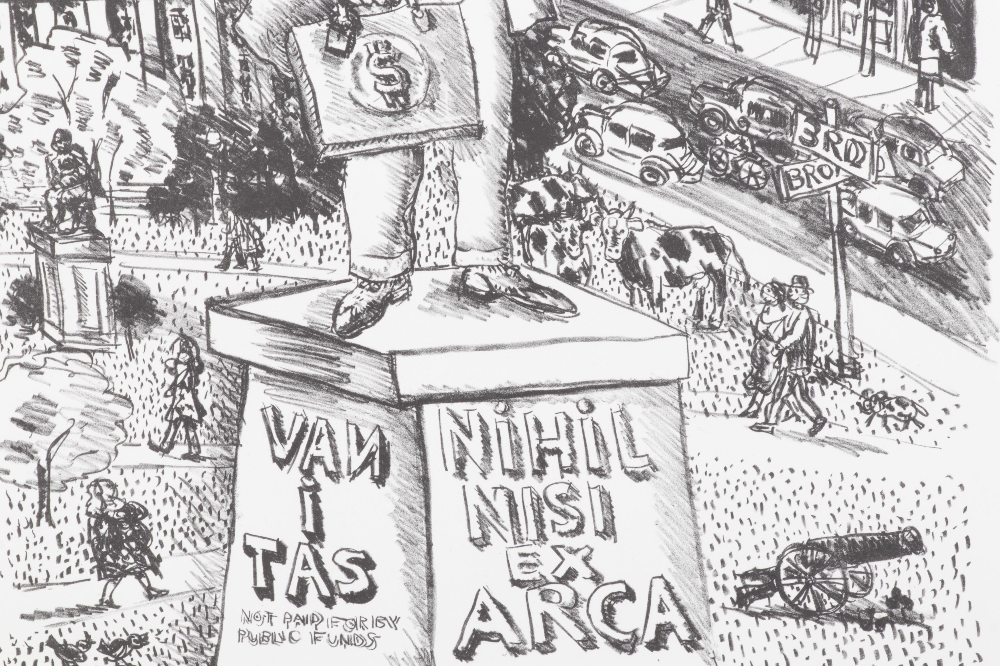 Sidney Chafetz Lithograph "Monumental Ephemera II," 1985