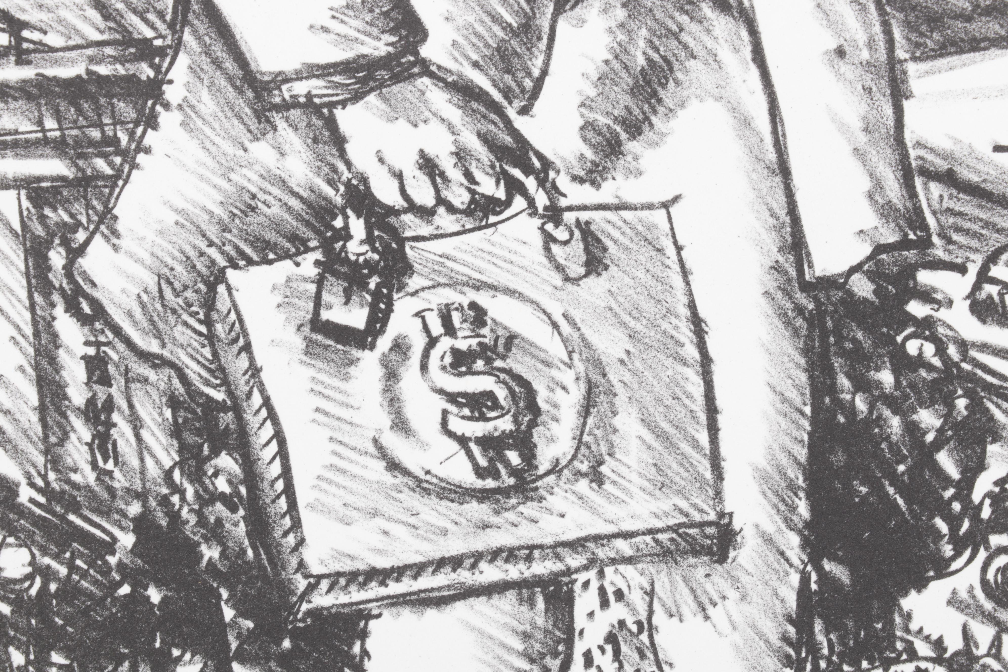 Sidney Chafetz Lithograph "Monumental Ephemera II," 1985