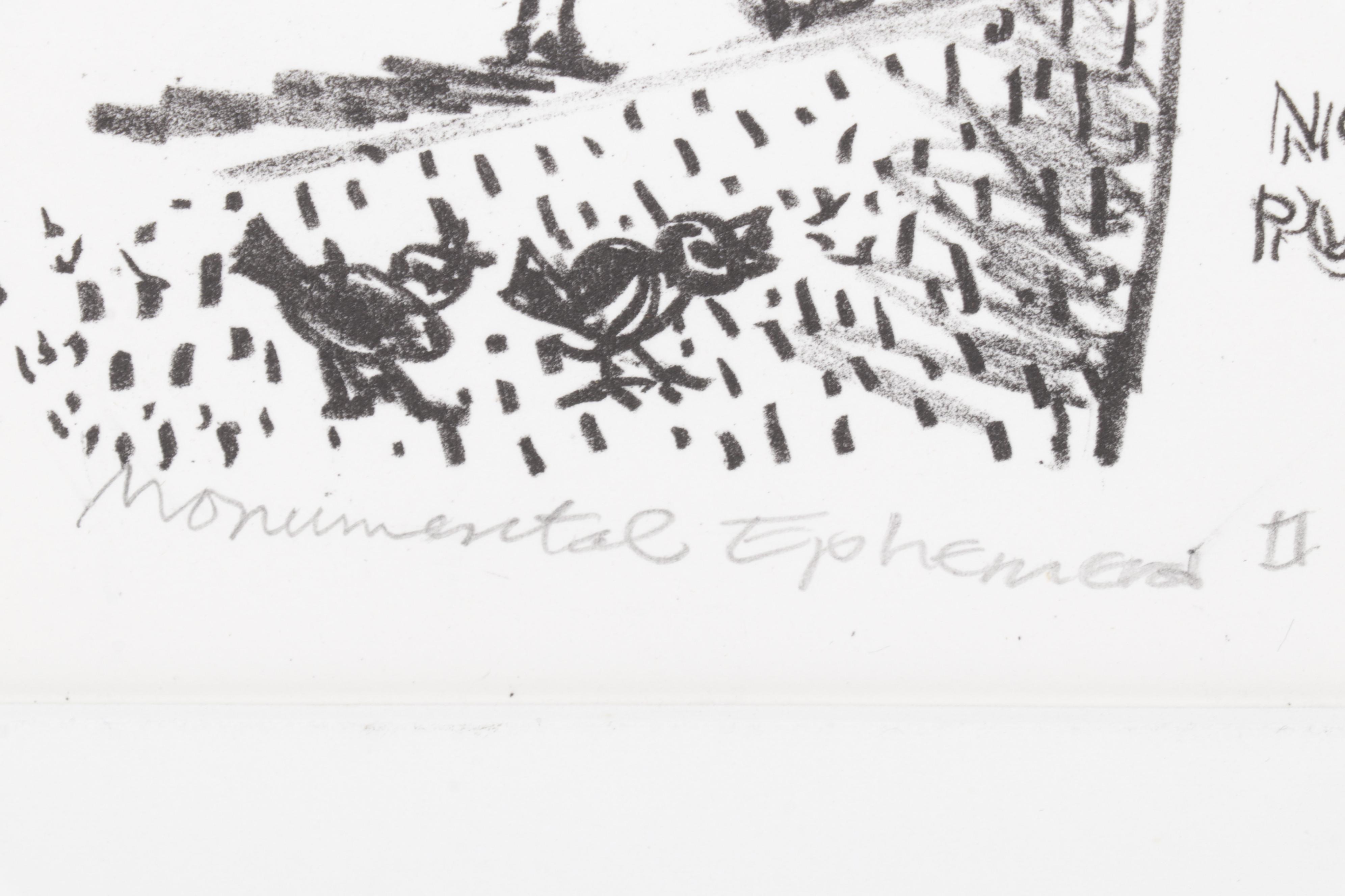 Sidney Chafetz Lithograph "Monumental Ephemera II," 1985