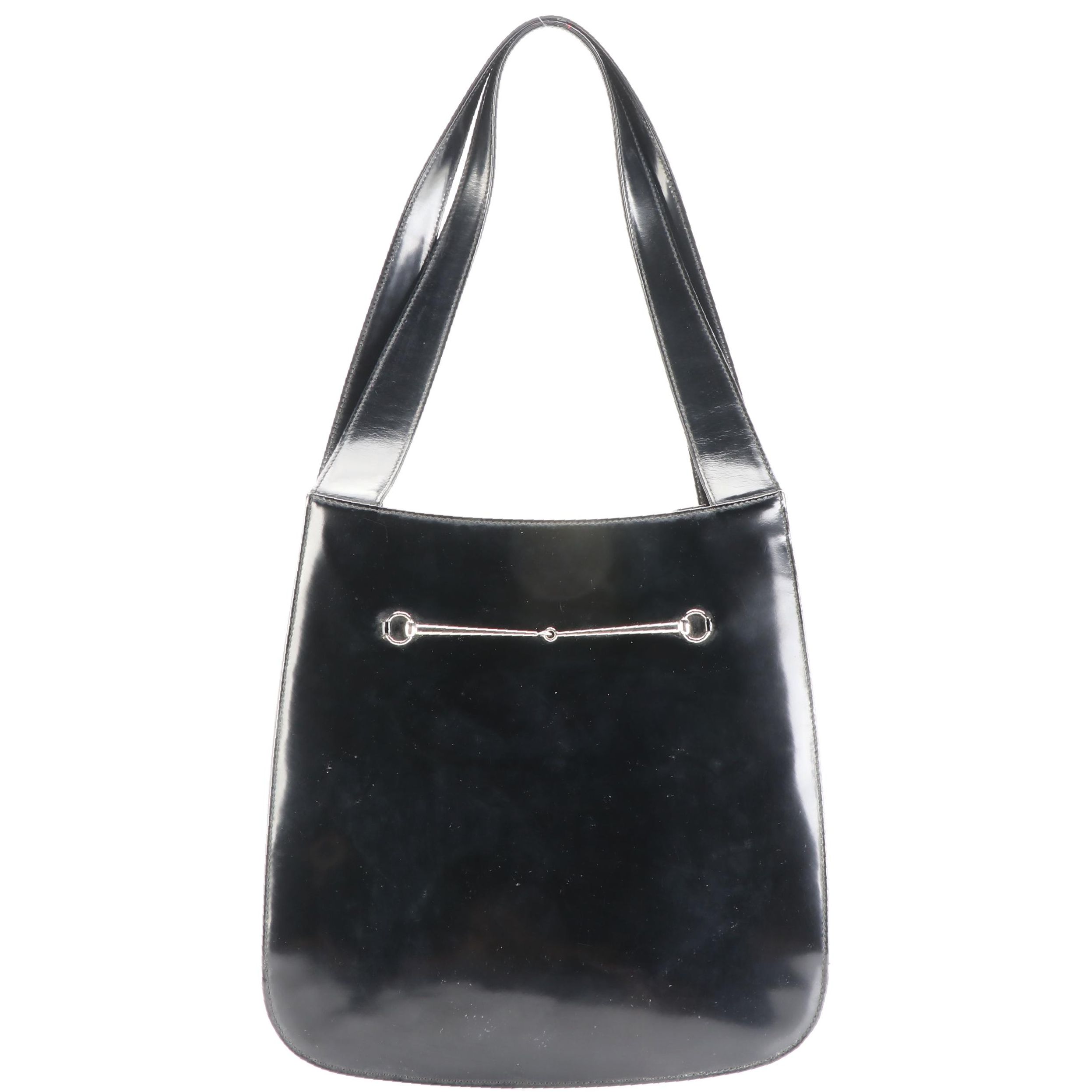 Gucci Horsebit Slim Shoulder Bag in Black Mastercalf Glazed Leather