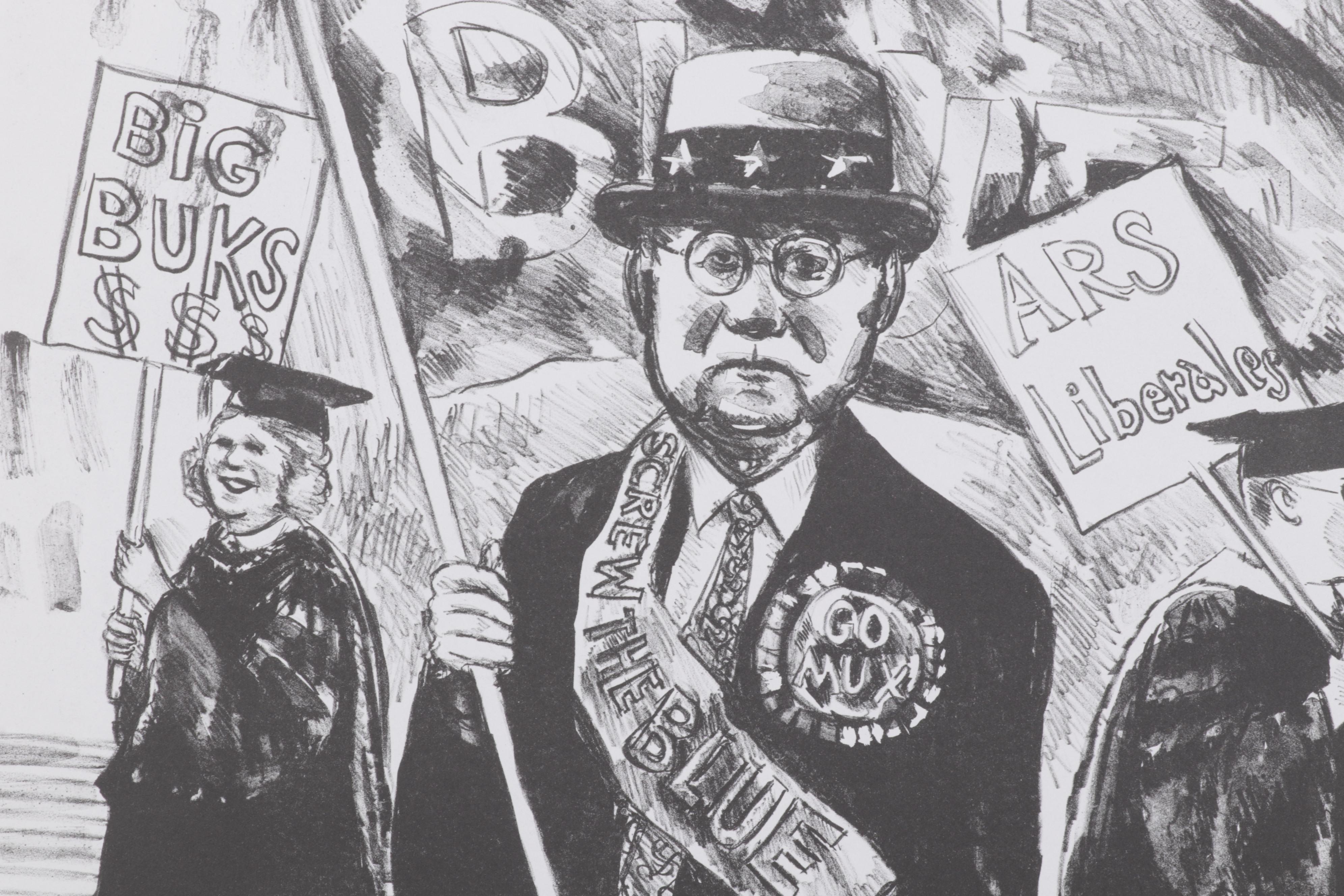 Sidney Chafetz OSU Vs. Michigan Lithograph "Beat Blue," 1987