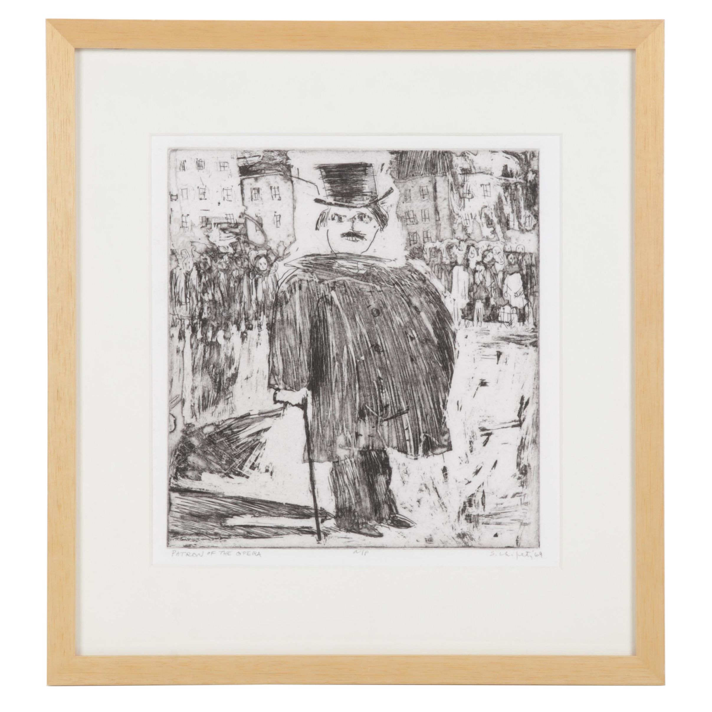 Sidney Chafetz Etching With Aquatint "Patron of the Opera," Circa 1969