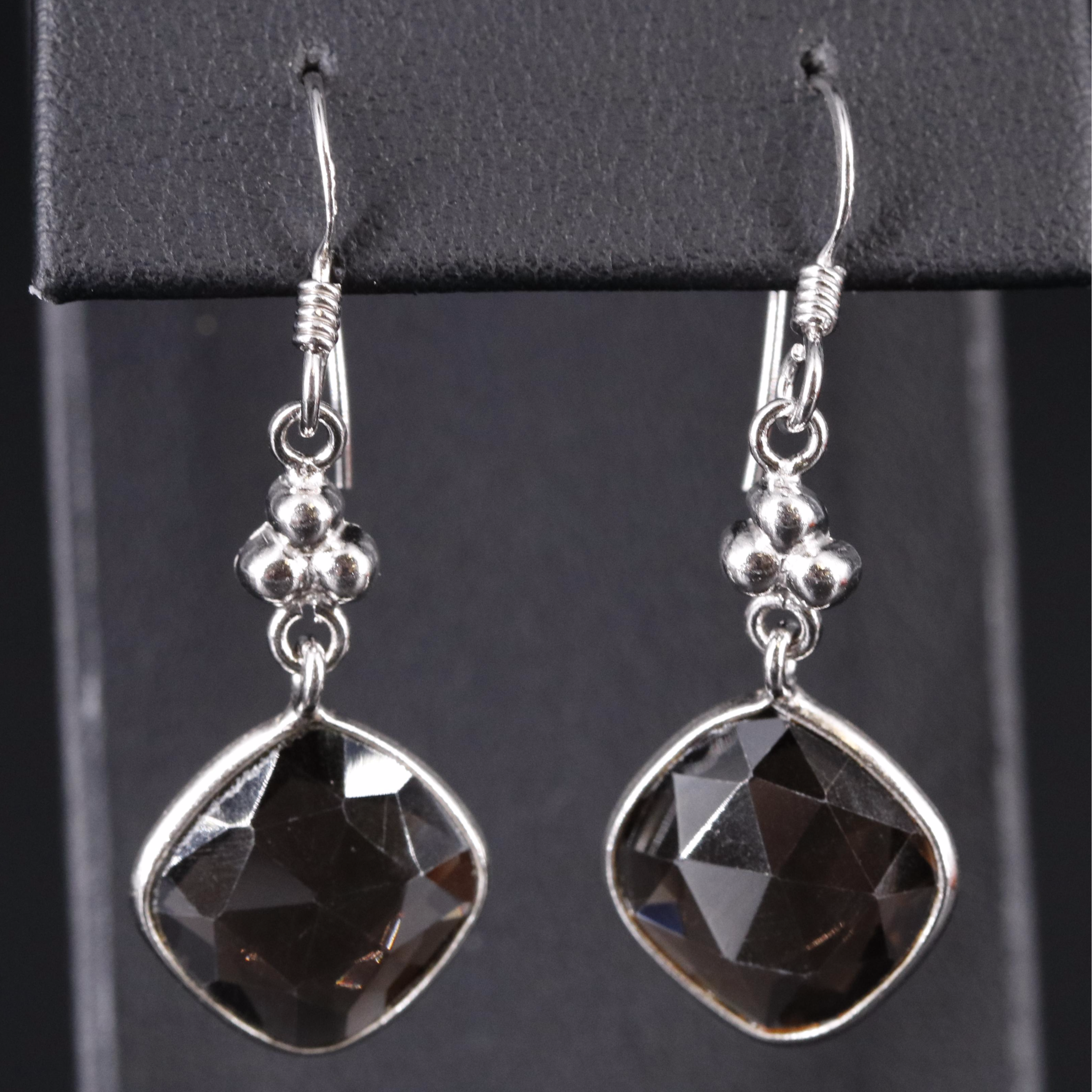 Sterling Silver Gemstone Drop Earrings