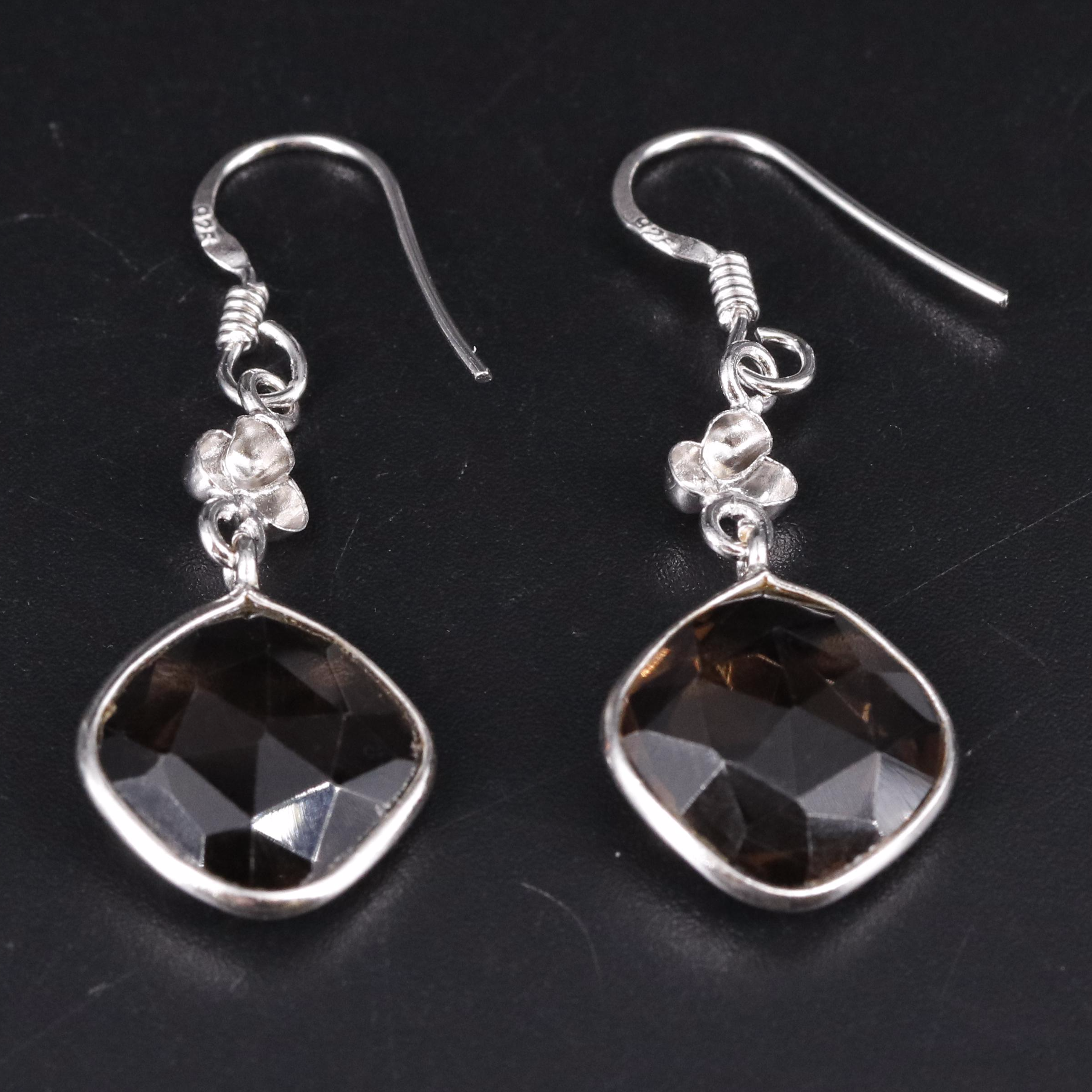 Sterling Silver Gemstone Drop Earrings