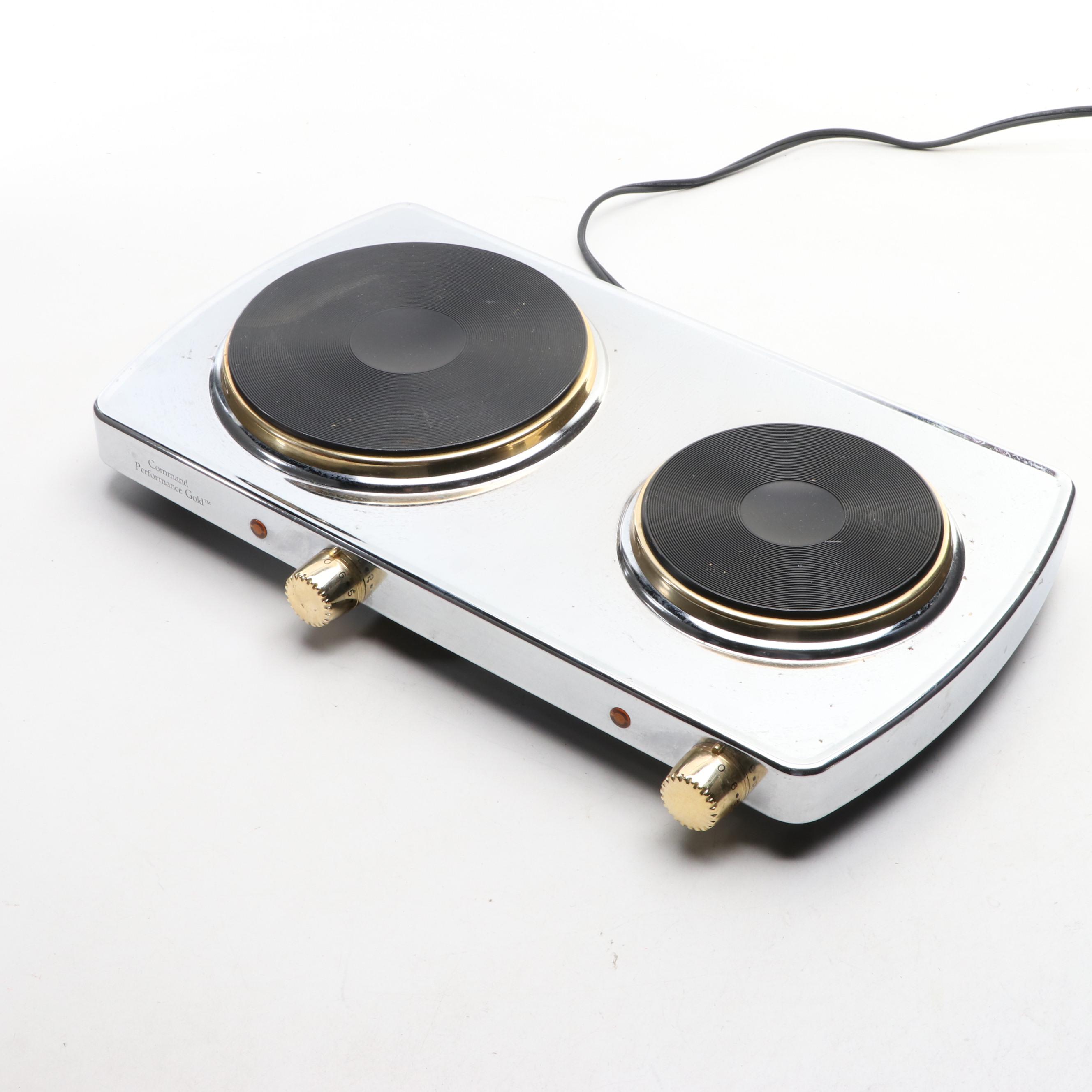 Command Performance Gold Portable Double Burner Buffet Electric Range