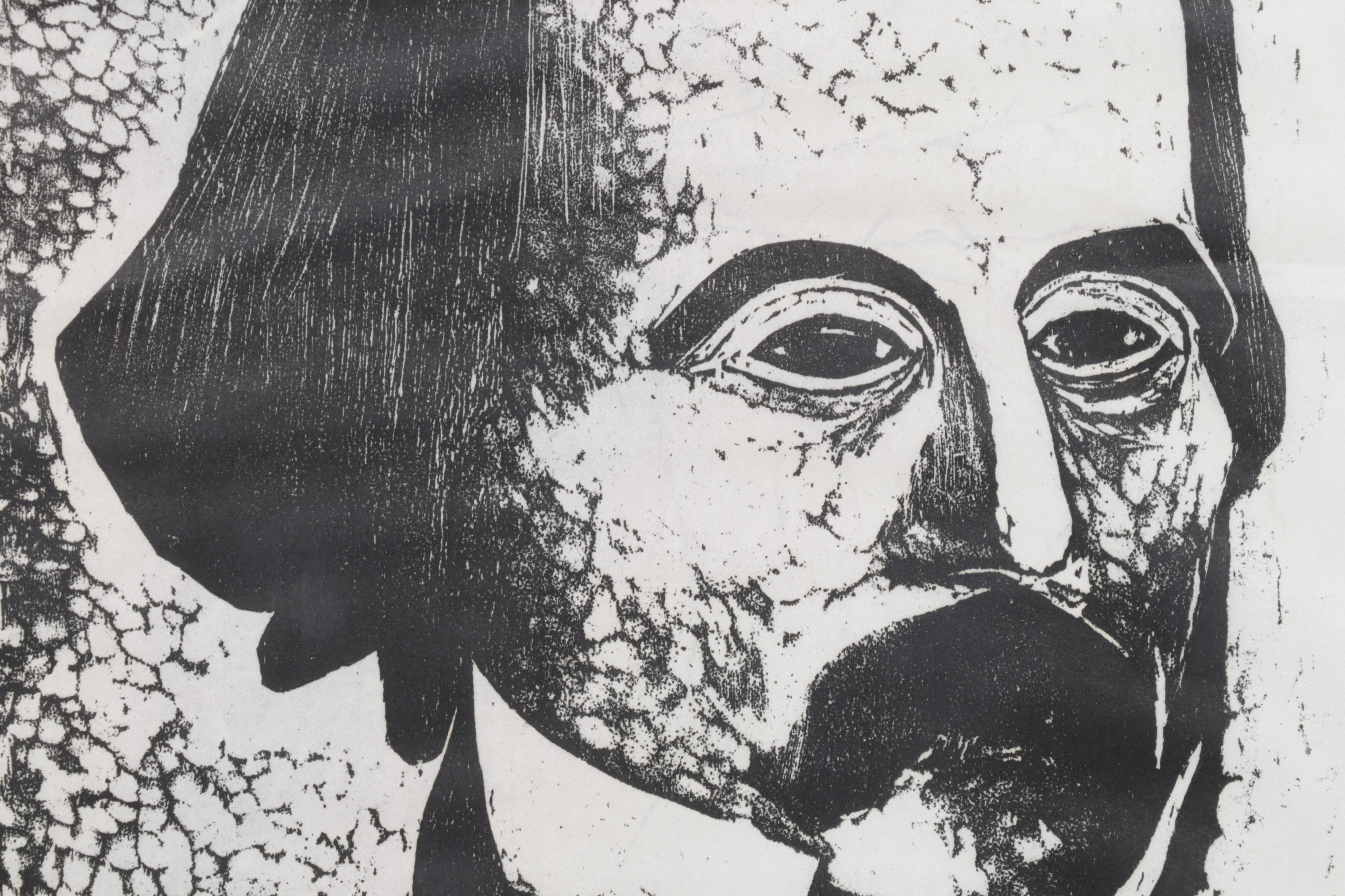 Sidney Chafetz Portrait Woodcut "Hawthorne," 1964