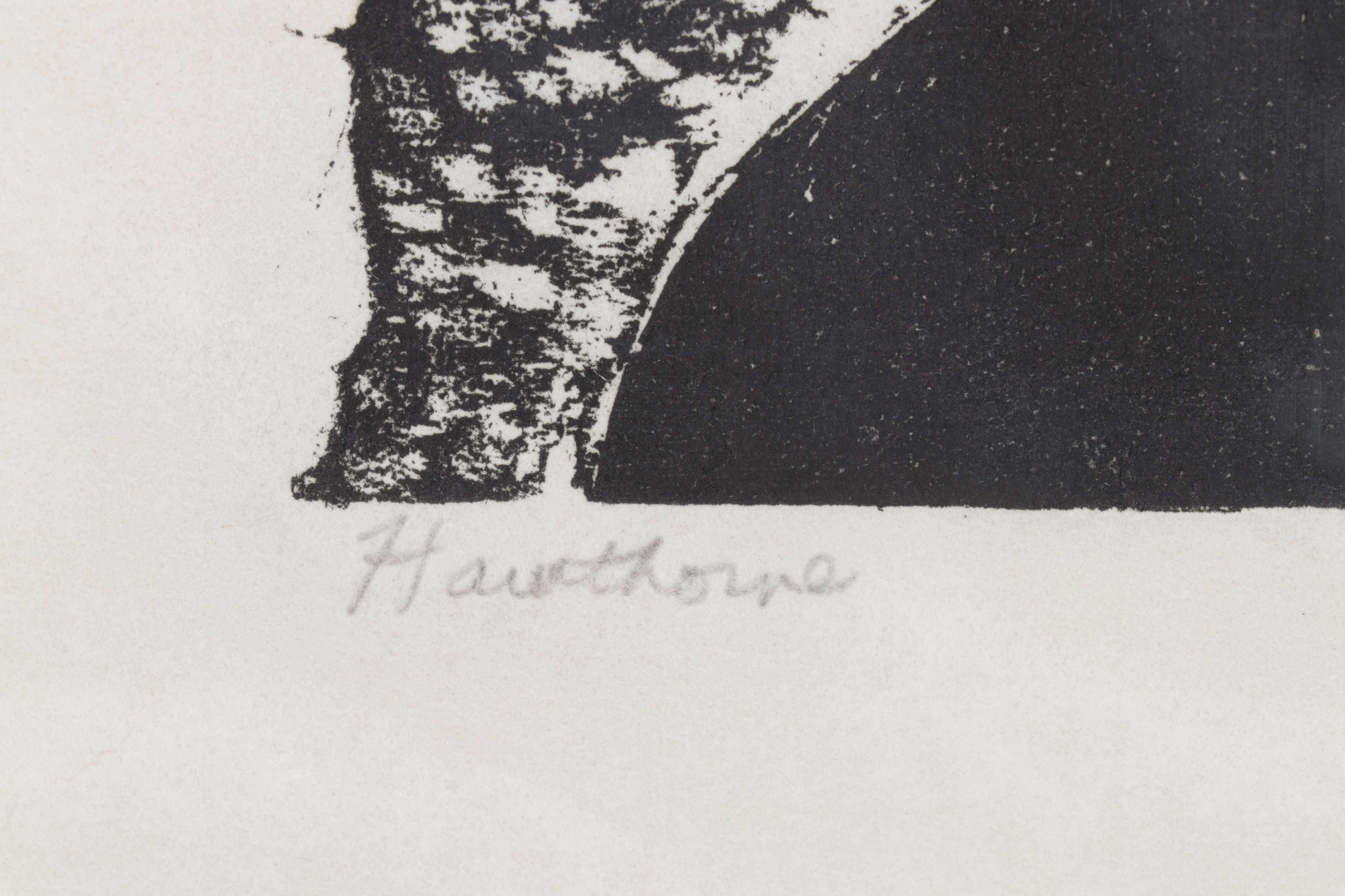 Sidney Chafetz Portrait Woodcut "Hawthorne," 1964