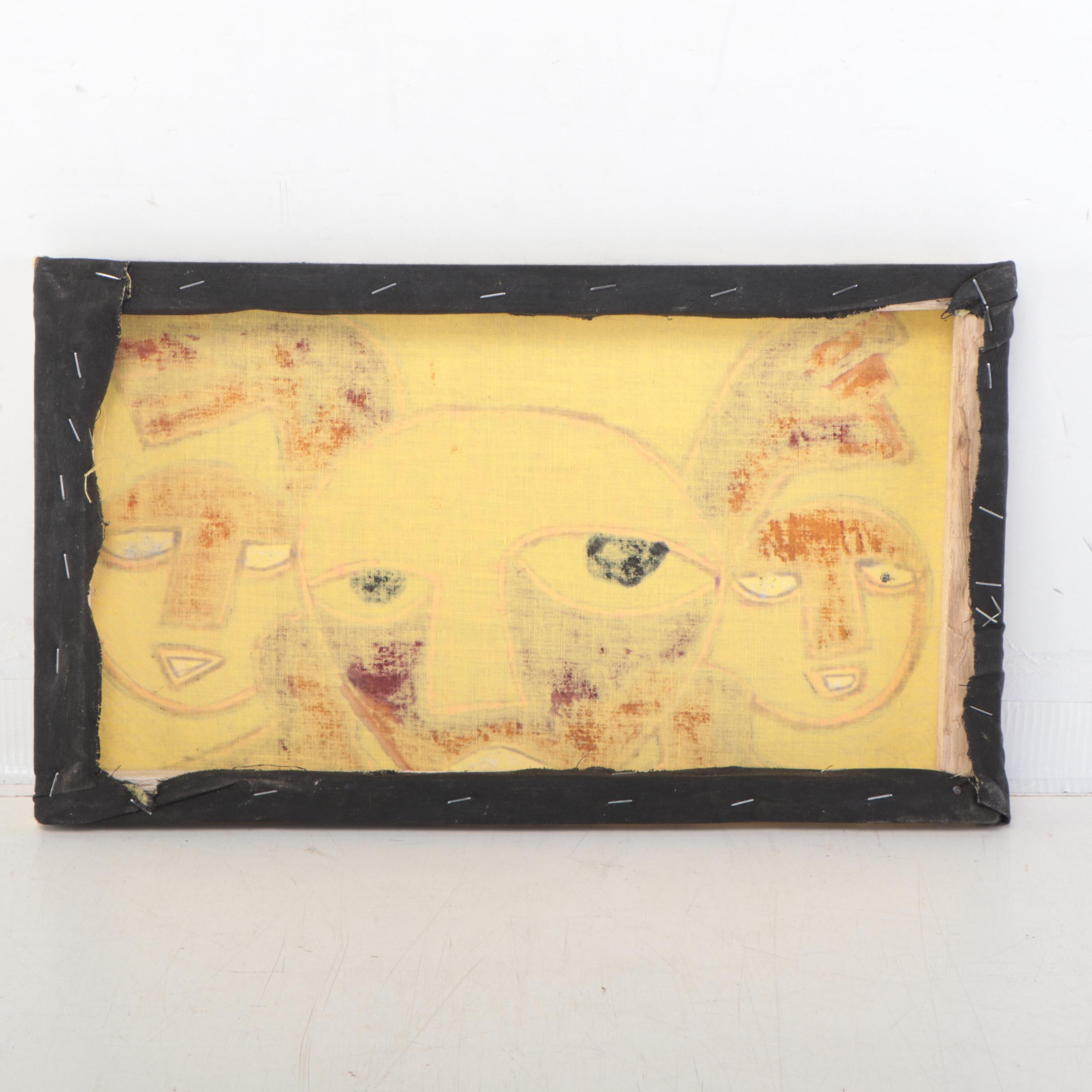 Kayode Buraimoh Abstract Figural Mixed Media Painting, 2014