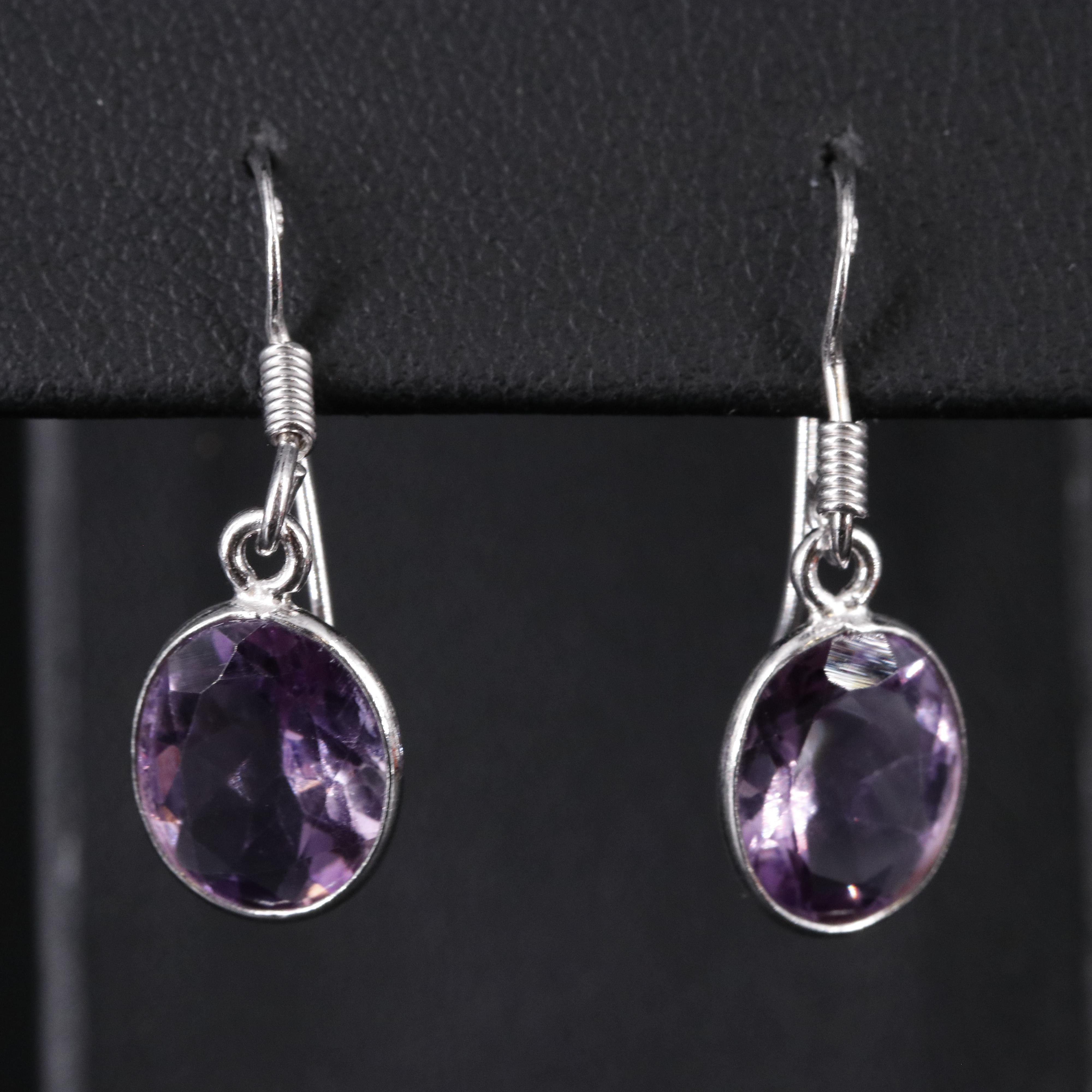 Sterling Silver Gemstone Drop Earrings