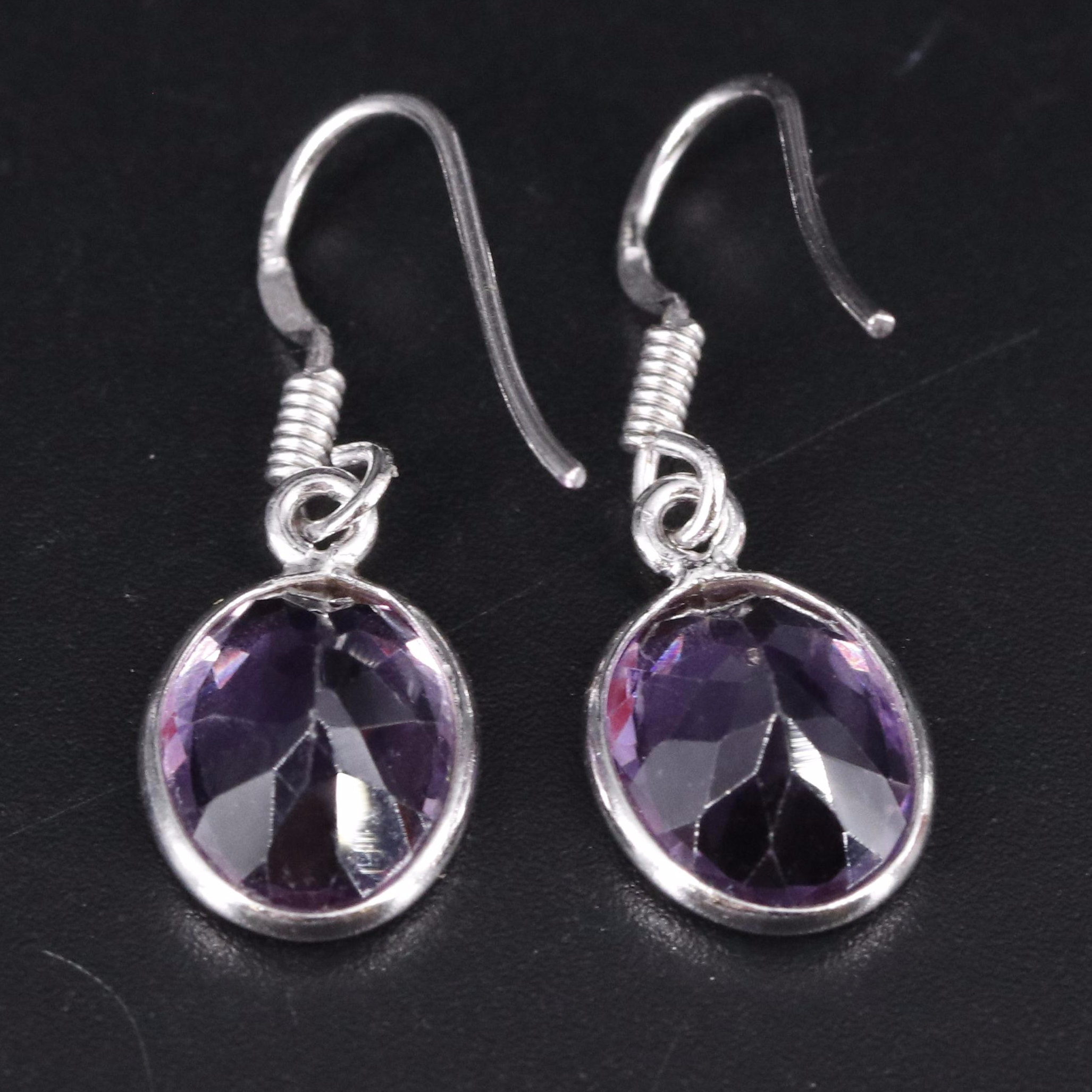 Sterling Silver Gemstone Drop Earrings