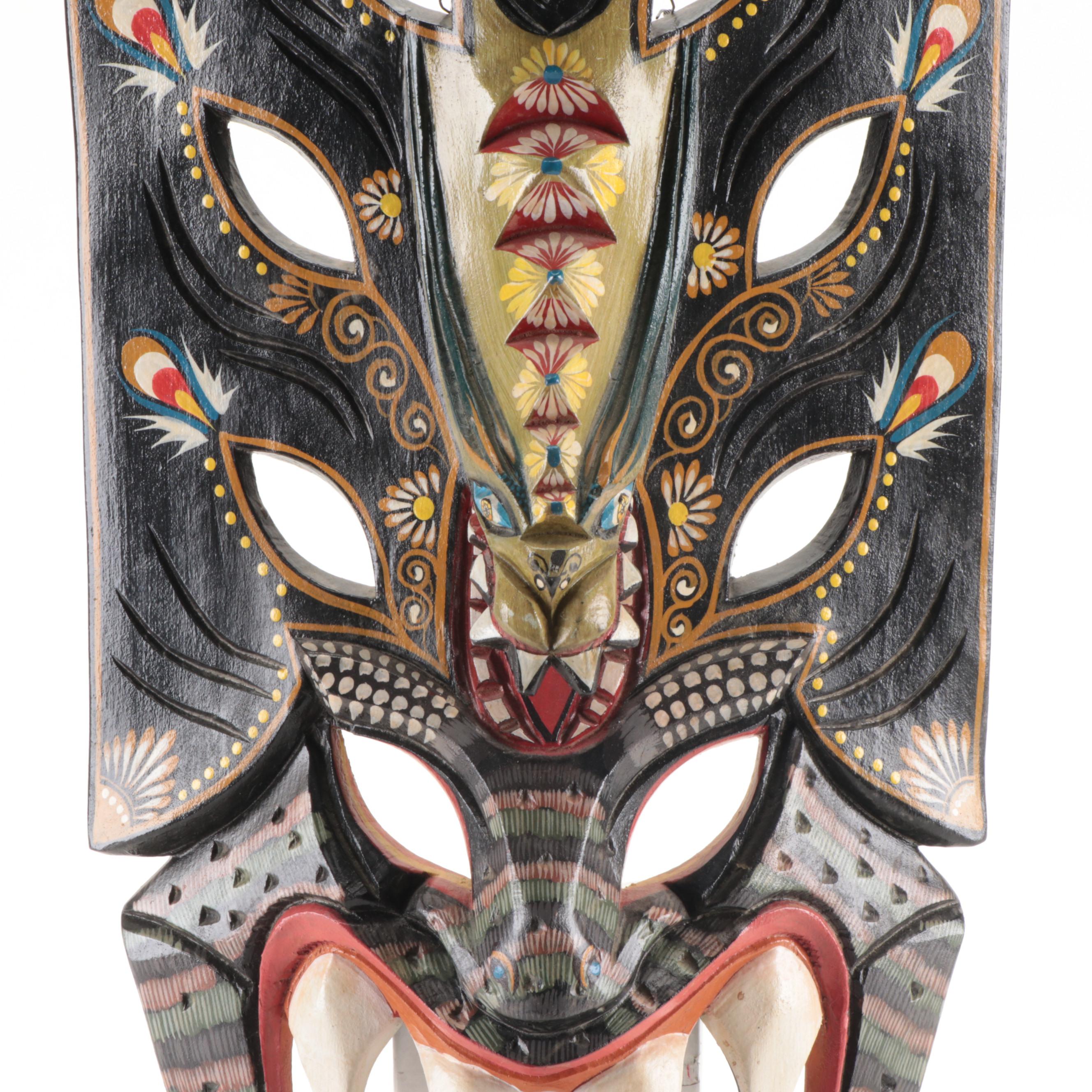 Filipino Carved Wood Ifugao Bakunawa Mask