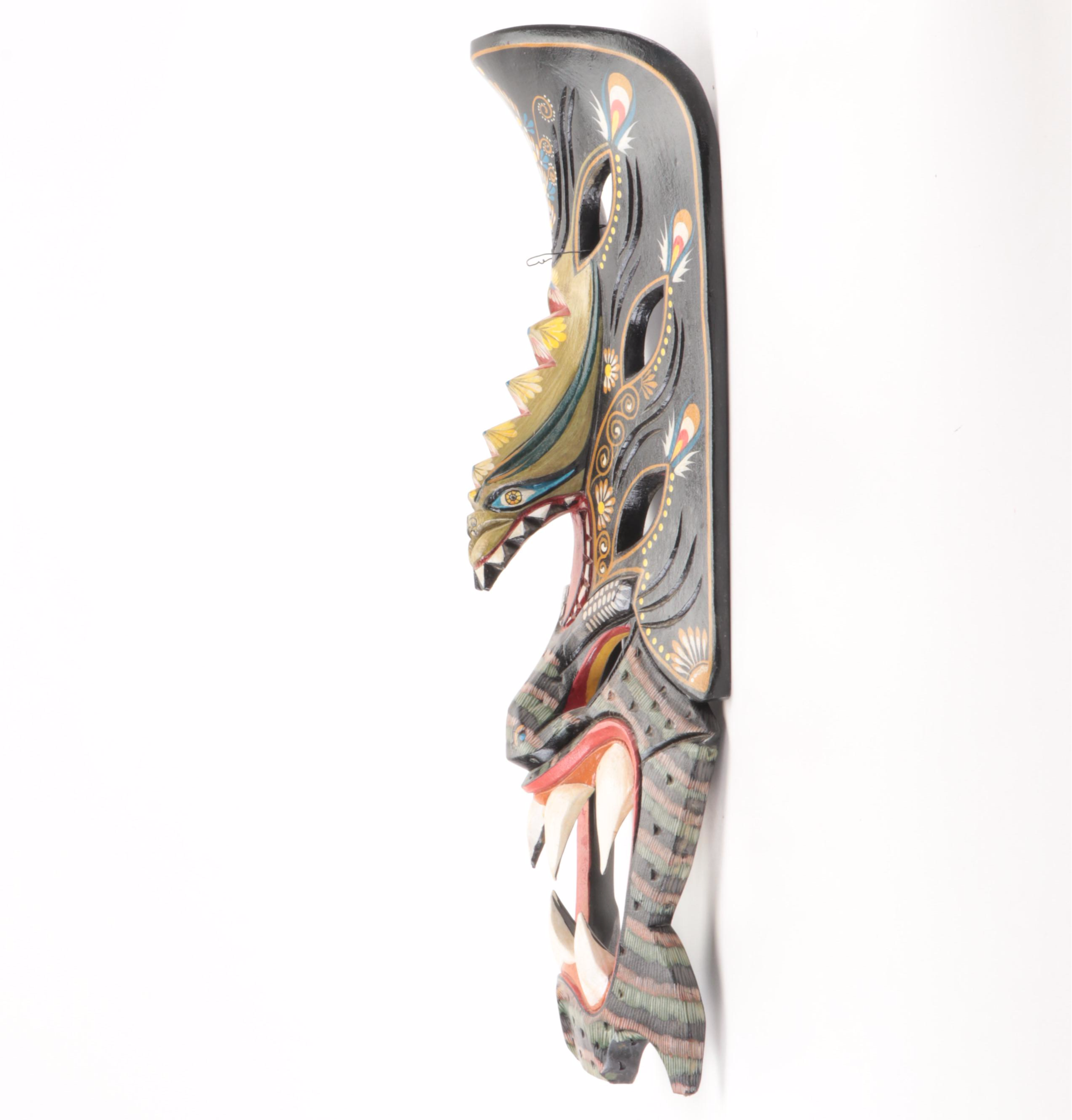 Filipino Carved Wood Ifugao Bakunawa Mask