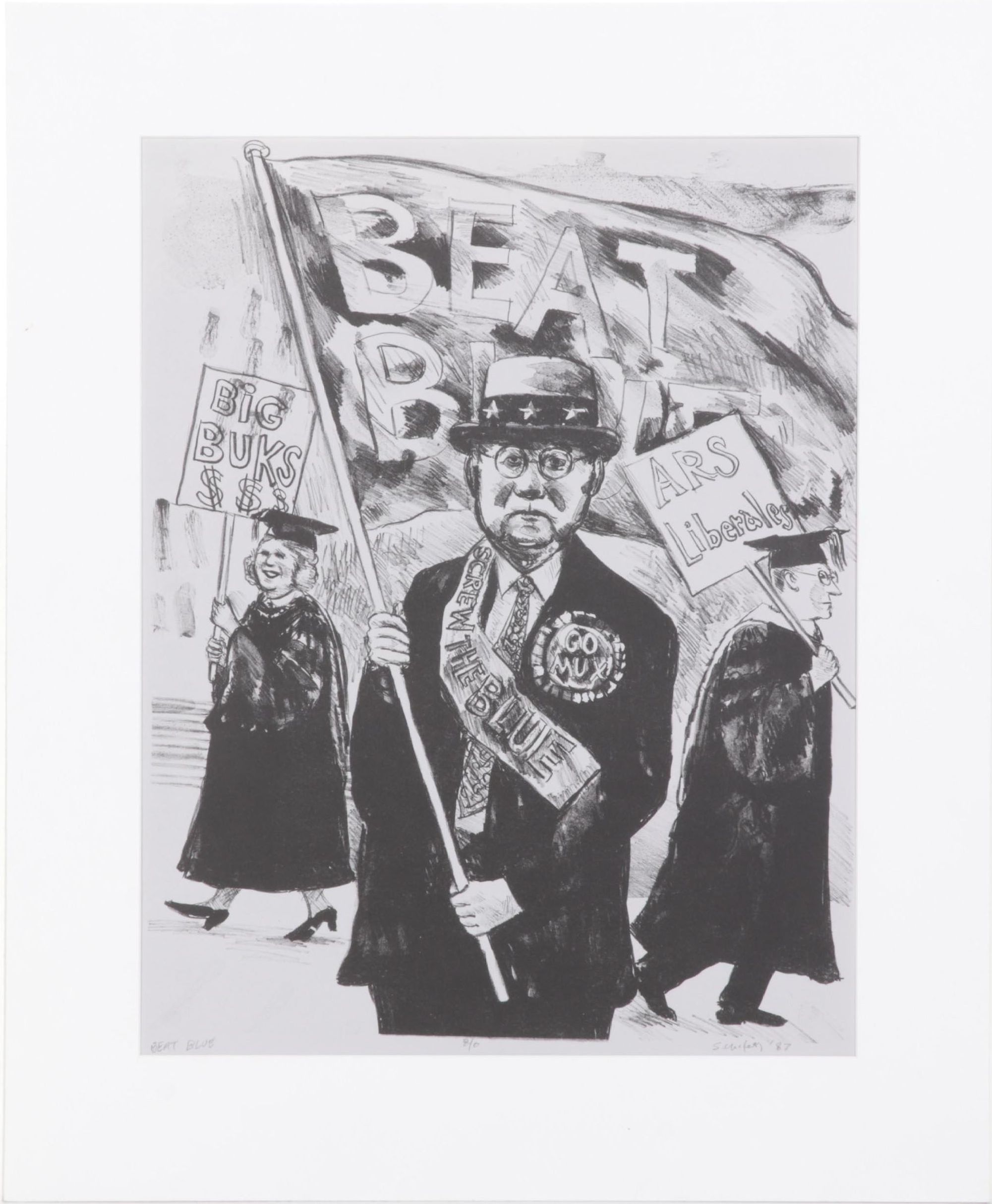 Sidney Chafetz OSU Vs. Michigan Lithograph "Beat Blue," 1987