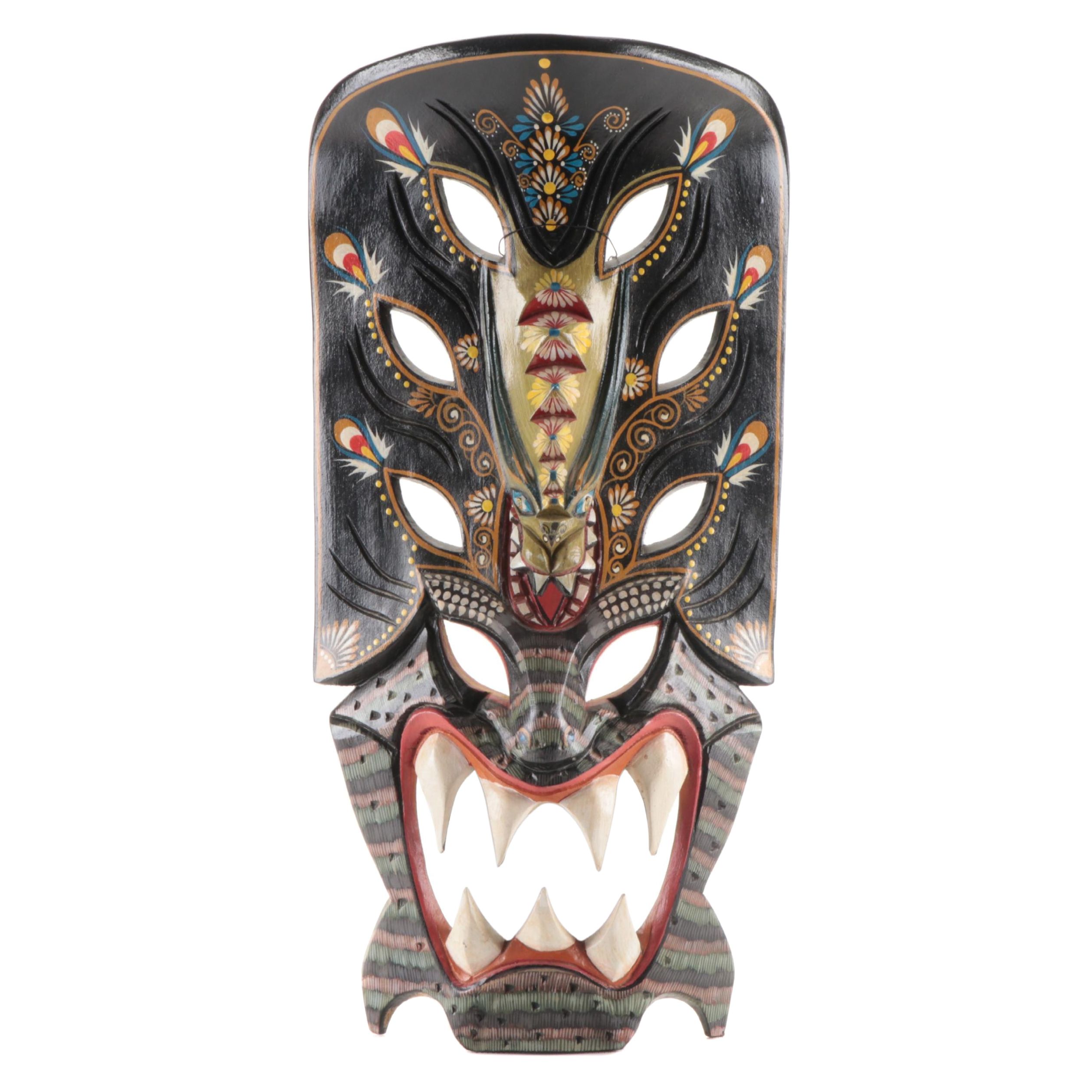 Filipino Carved Wood Ifugao Bakunawa Mask
