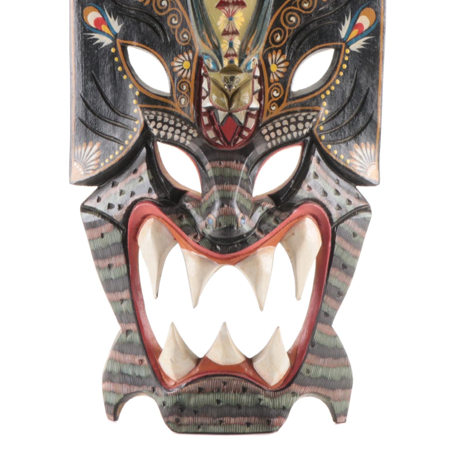Filipino Carved Wood Ifugao Bakunawa Mask
