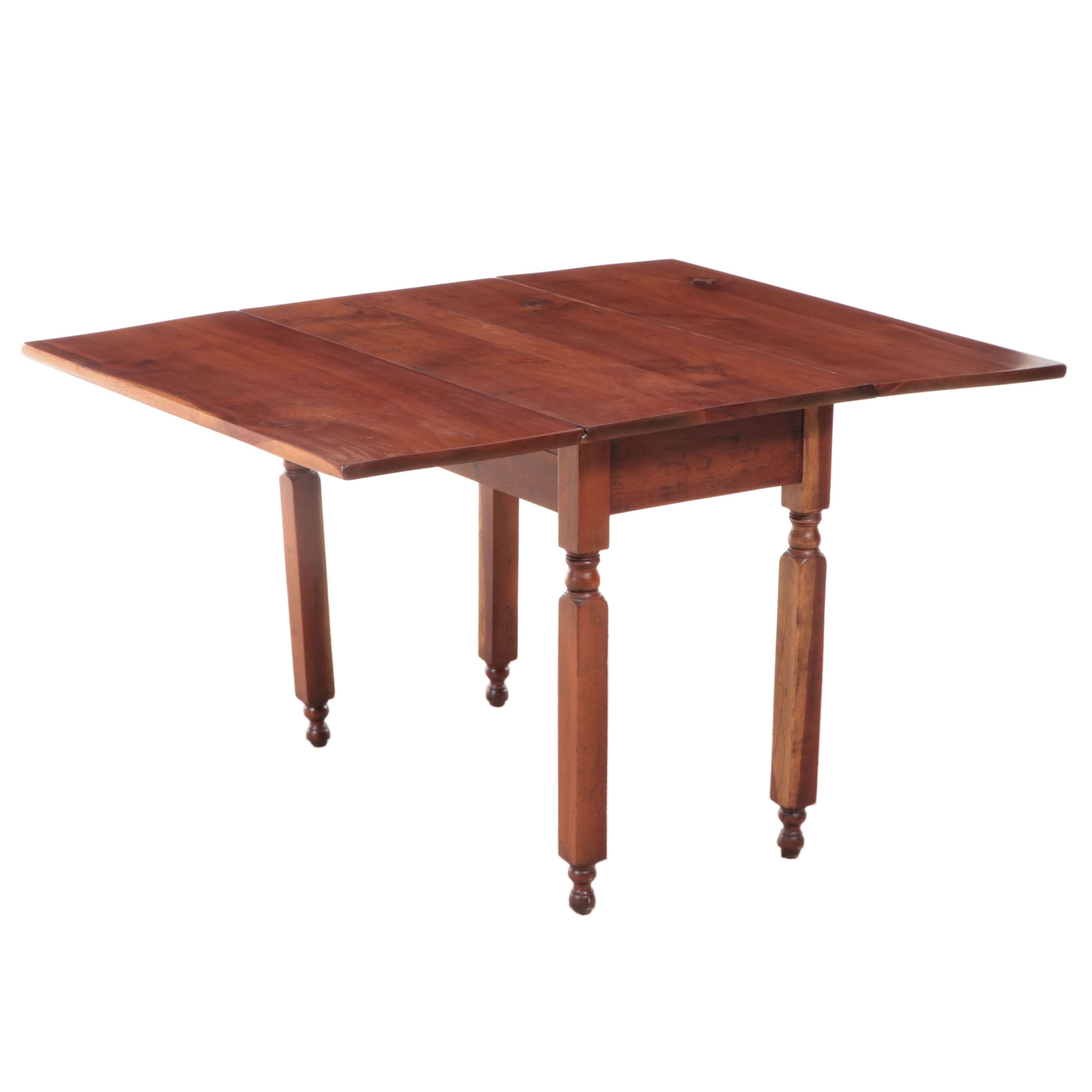 American Primitive Cherry Drop-Leaf Dining Table, Early to Mid-20th Century