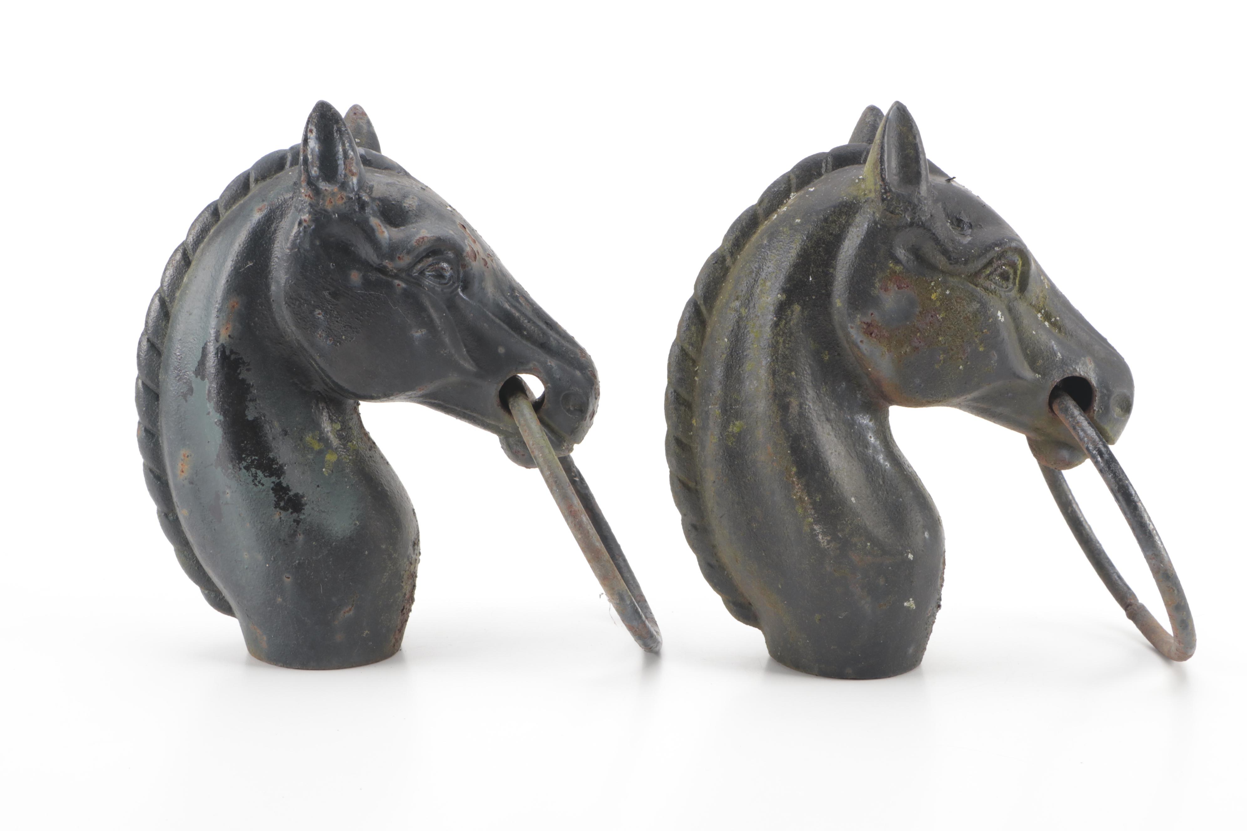Metal and Cast Iron Horse Head Hitching Post Toppers