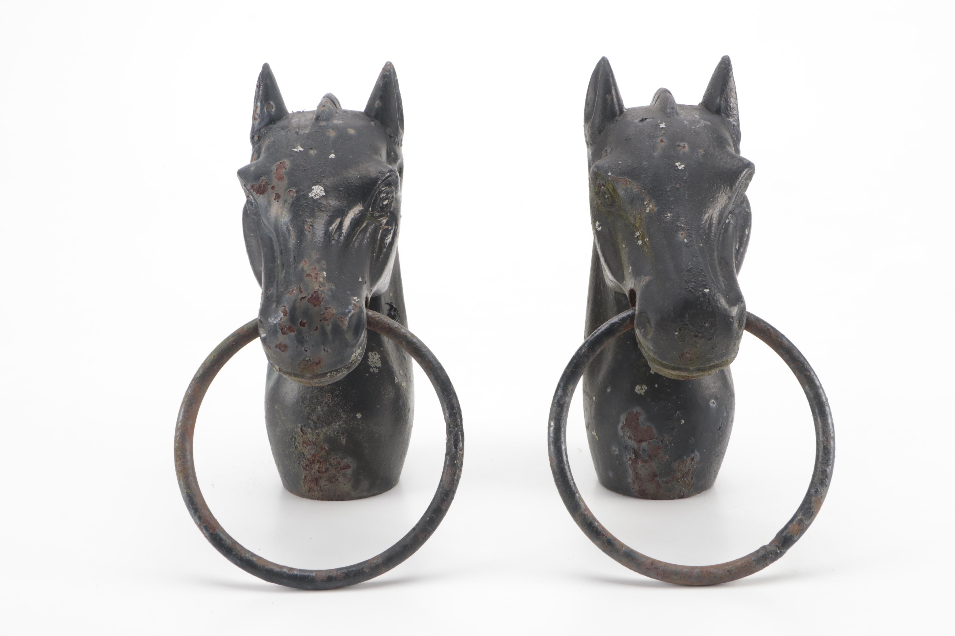 Metal and Cast Iron Horse Head Hitching Post Toppers