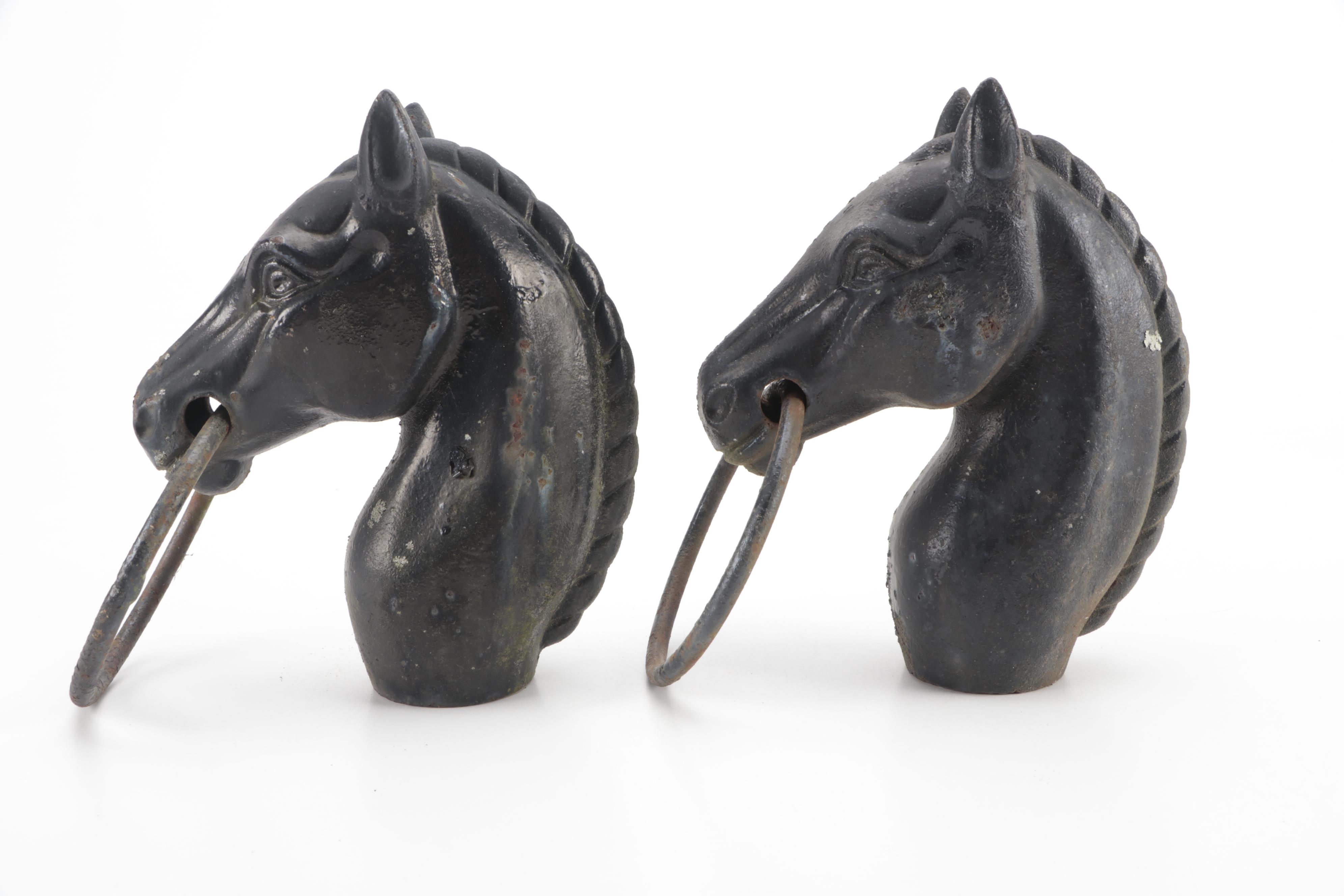 Metal and Cast Iron Horse Head Hitching Post Toppers