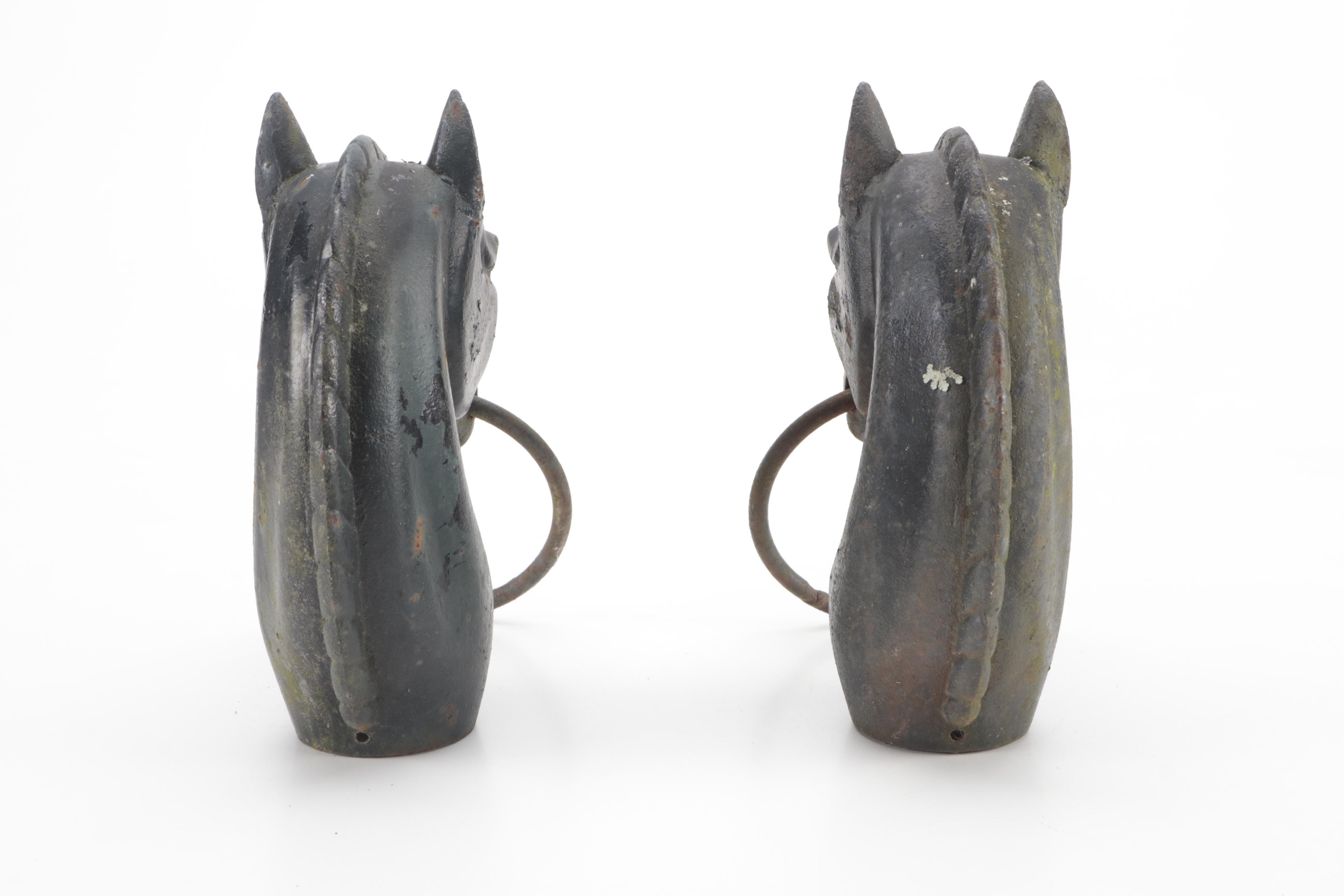 Metal and Cast Iron Horse Head Hitching Post Toppers