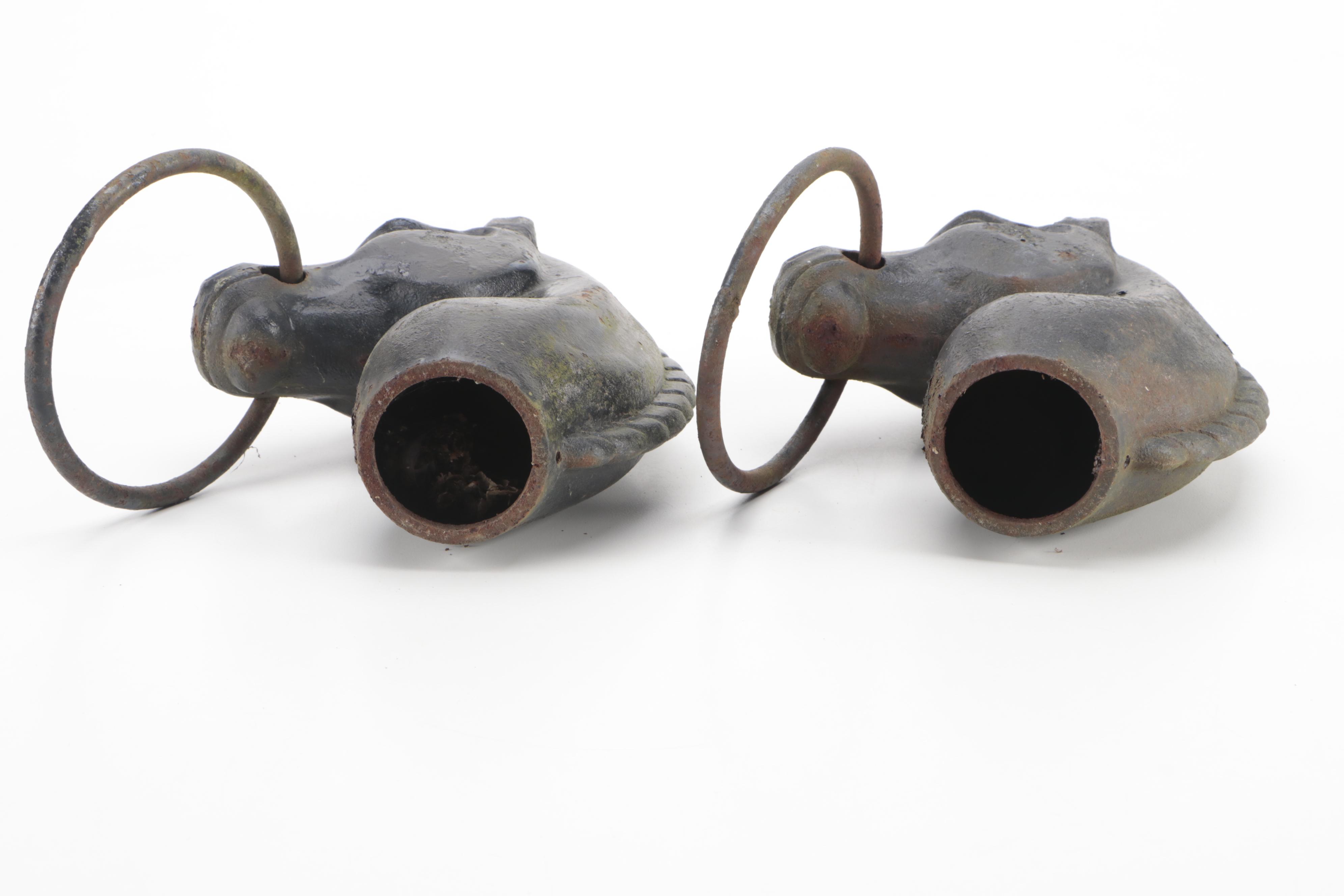 Metal and Cast Iron Horse Head Hitching Post Toppers