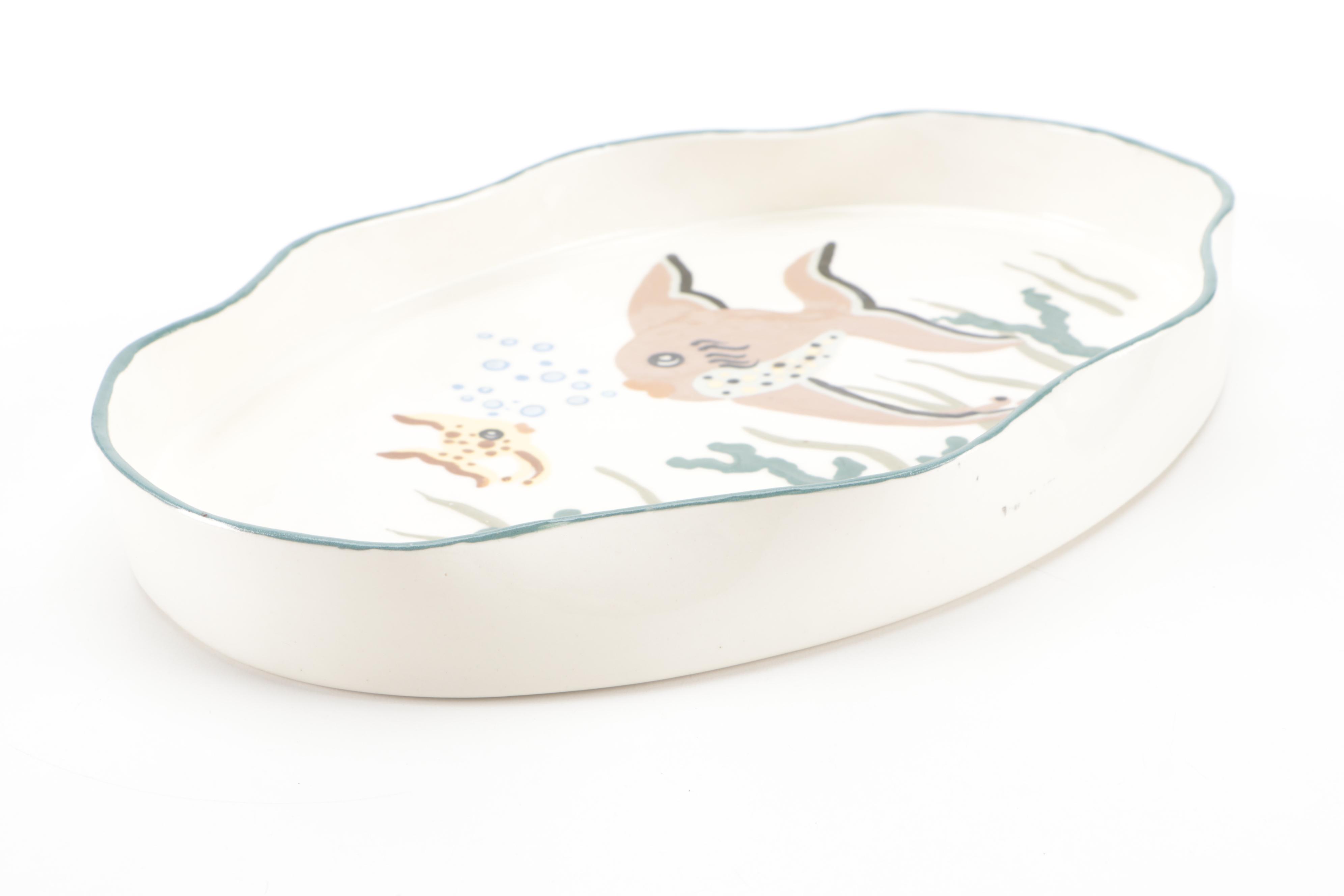 Gabriel Pasadena Pottery Winfield Pitcher with West Coast Pottery Tray