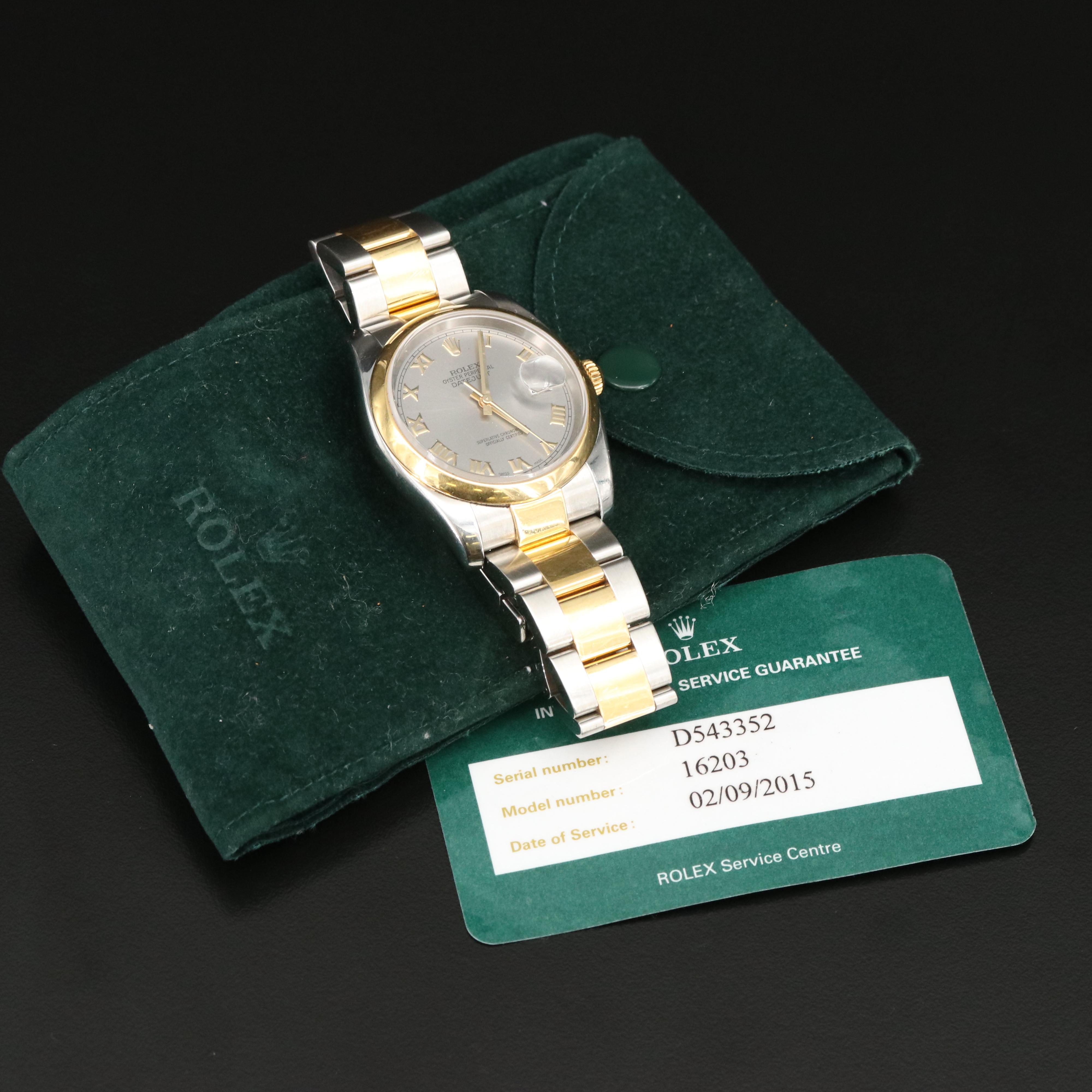 2005 - 2006 Rolex Datejust Roman Slate Dial Watch