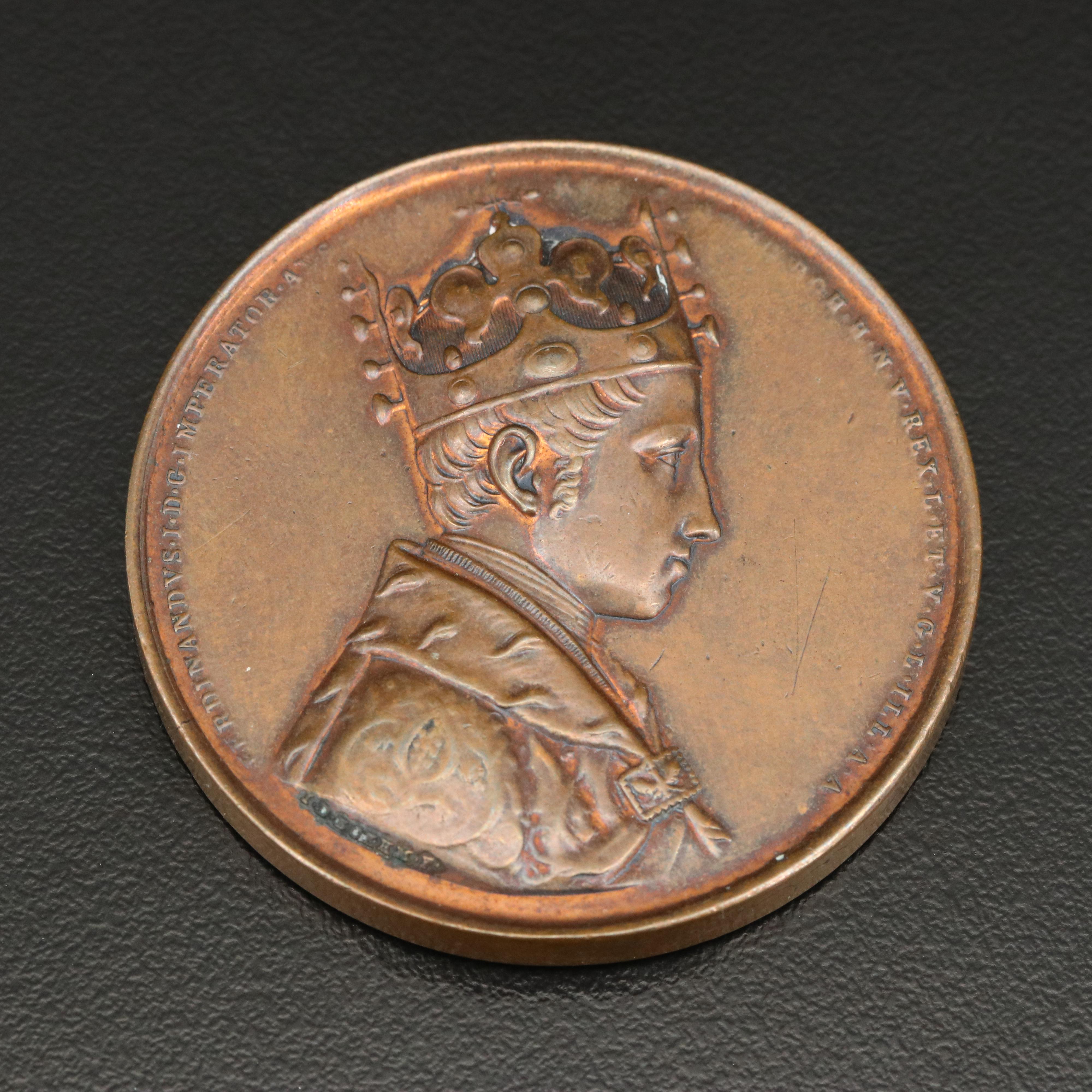1836 Austria Coronation of Bohemian King Ferdinand I Bronze Medal