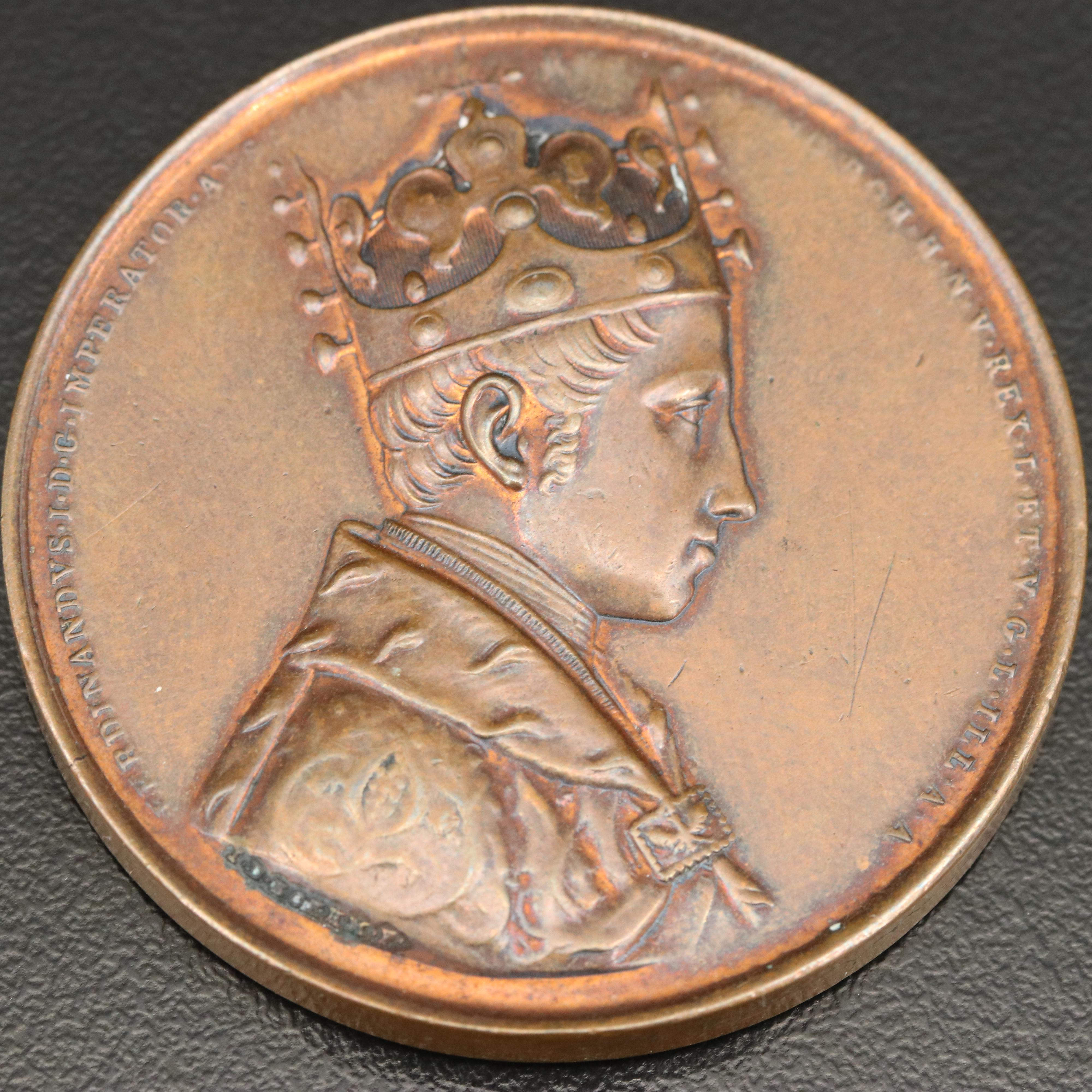 1836 Austria Coronation of Bohemian King Ferdinand I Bronze Medal