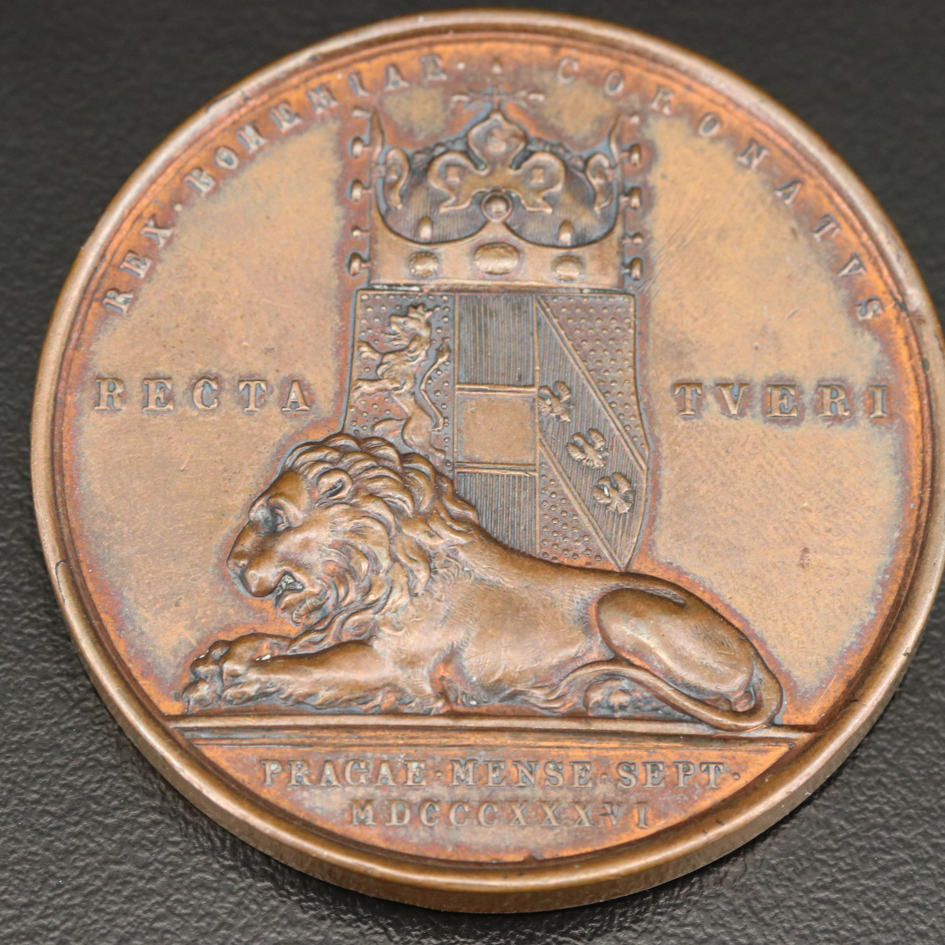 1836 Austria Coronation of Bohemian King Ferdinand I Bronze Medal