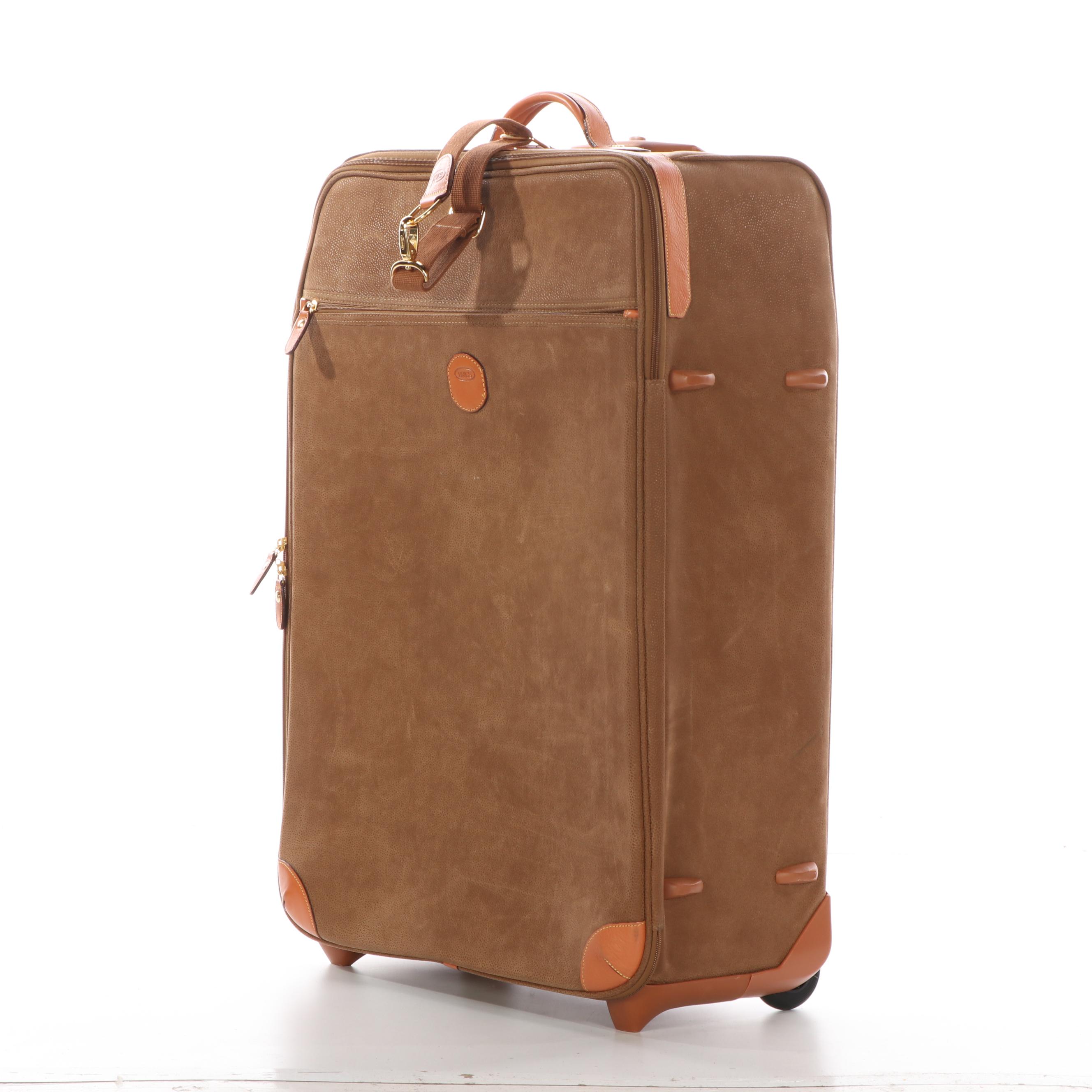 Bric's Life Collection 28" Wheeled Suitcase in Sueded Coated Canvas and Leather