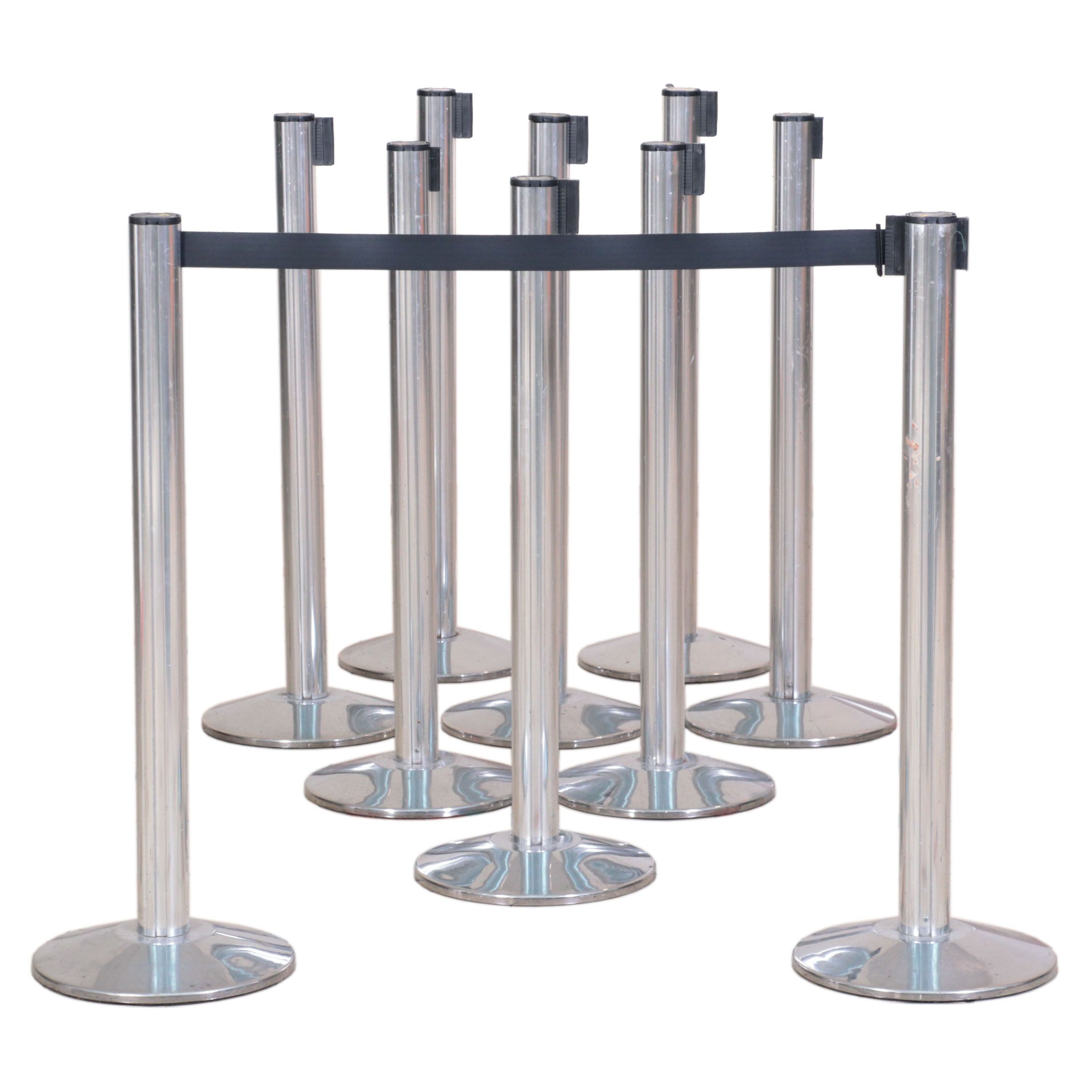 Ten Lavi Industries "Beltrac" Chrome-Finished Retractable Metal Stanchions