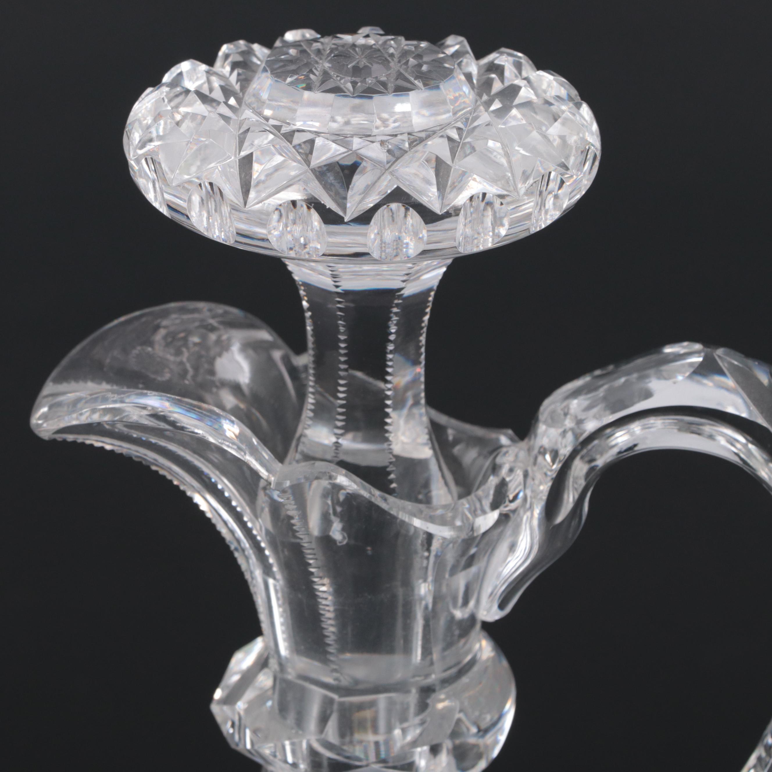 Hawkes Stars and Fans Cut Glass Claret Jug with Stopper