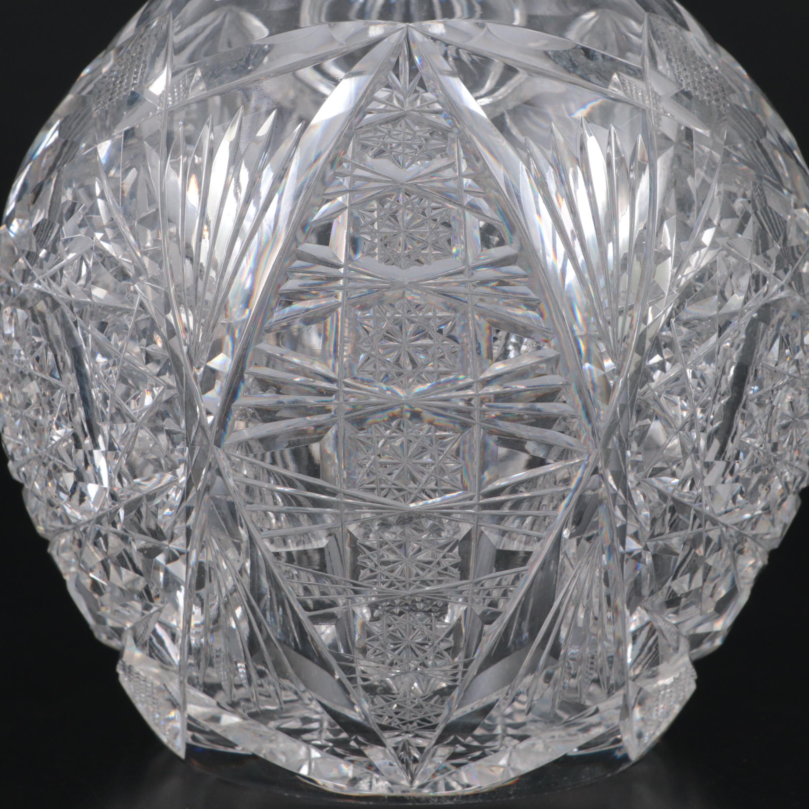 Hawkes Stars and Fans Cut Glass Claret Jug with Stopper