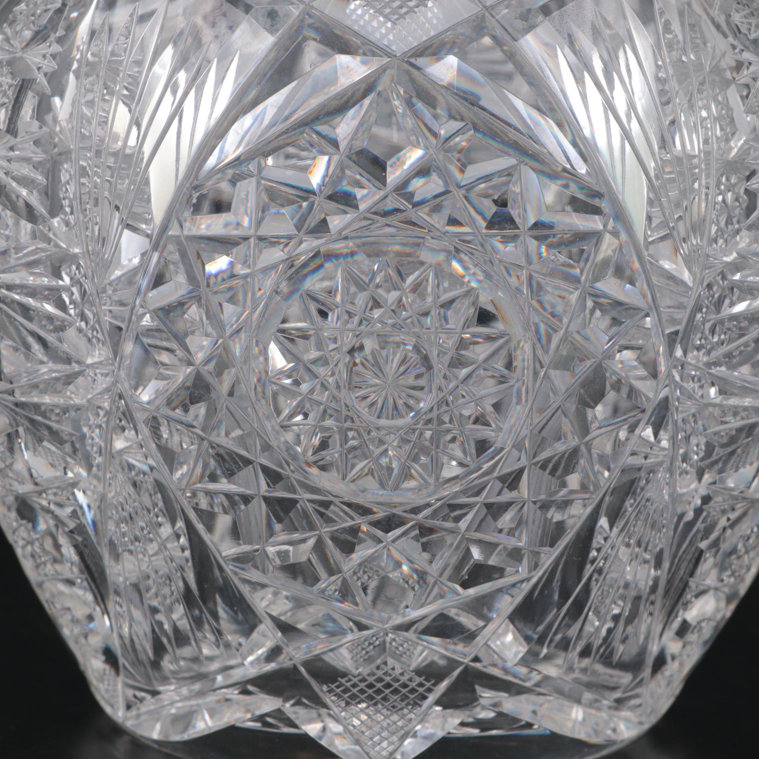 Hawkes Stars and Fans Cut Glass Claret Jug with Stopper