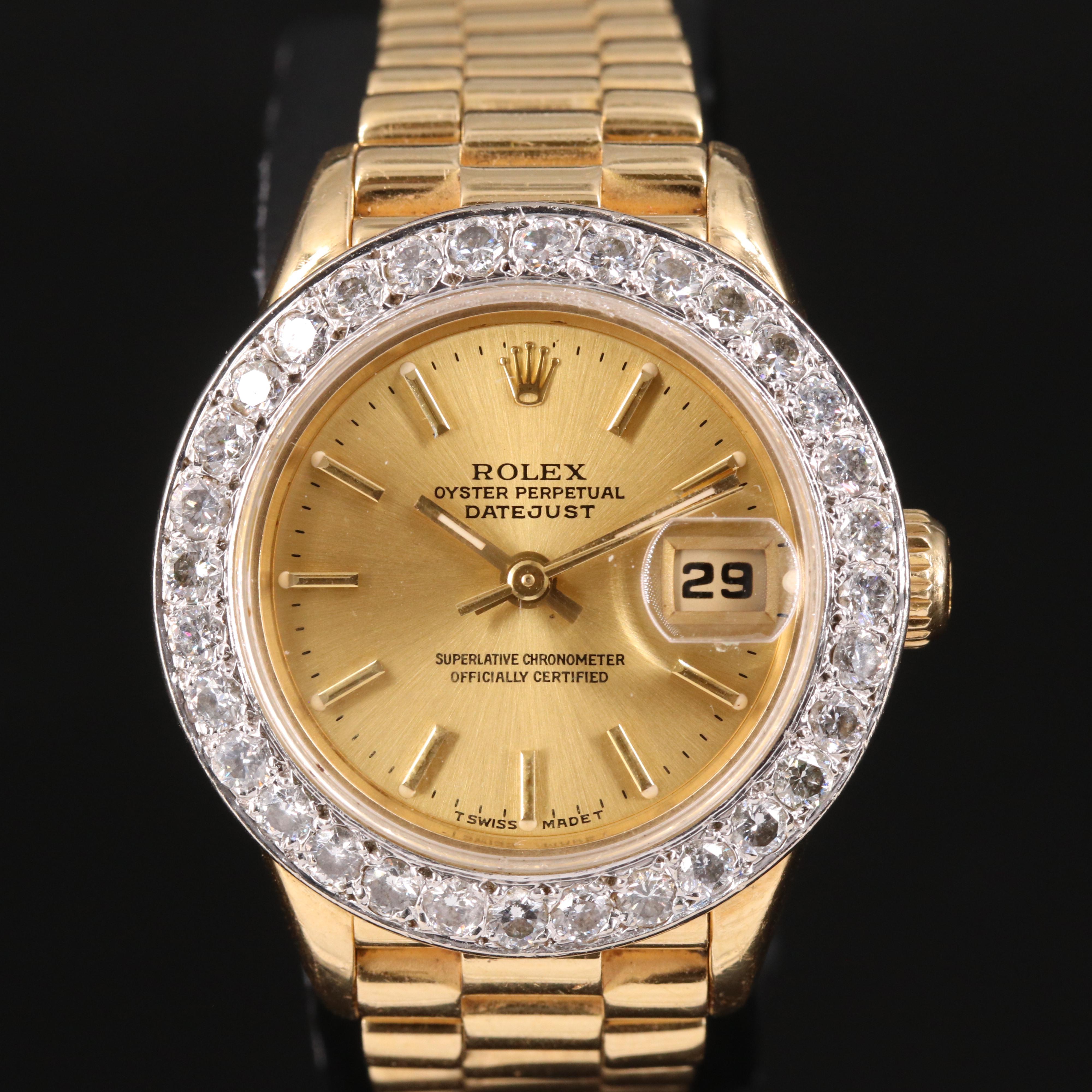 1996 Rolex Presidential Datejust 1.44 CTW Diamond Bezel and 18K Watch