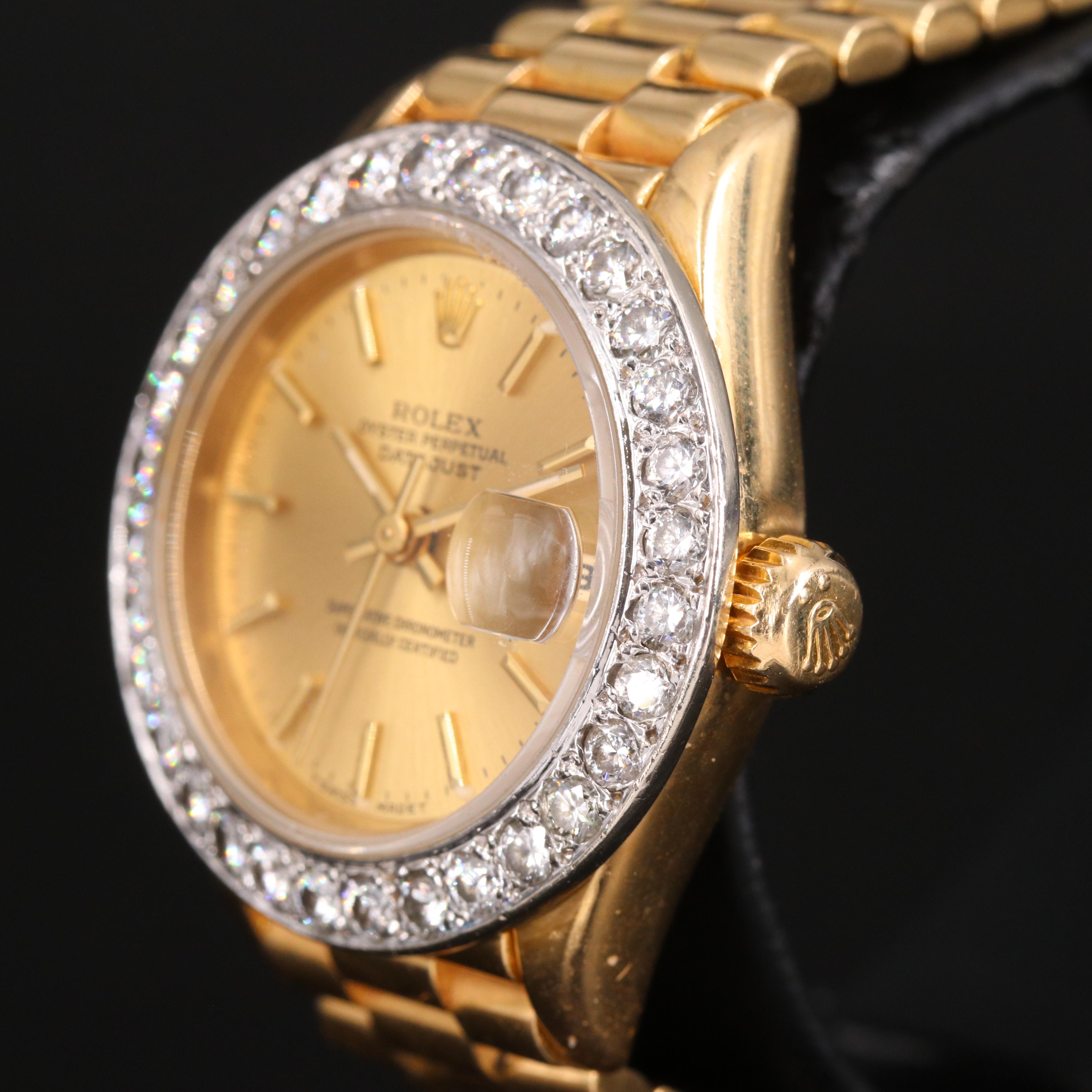 1996 Rolex Presidential Datejust 1.44 CTW Diamond Bezel and 18K Watch