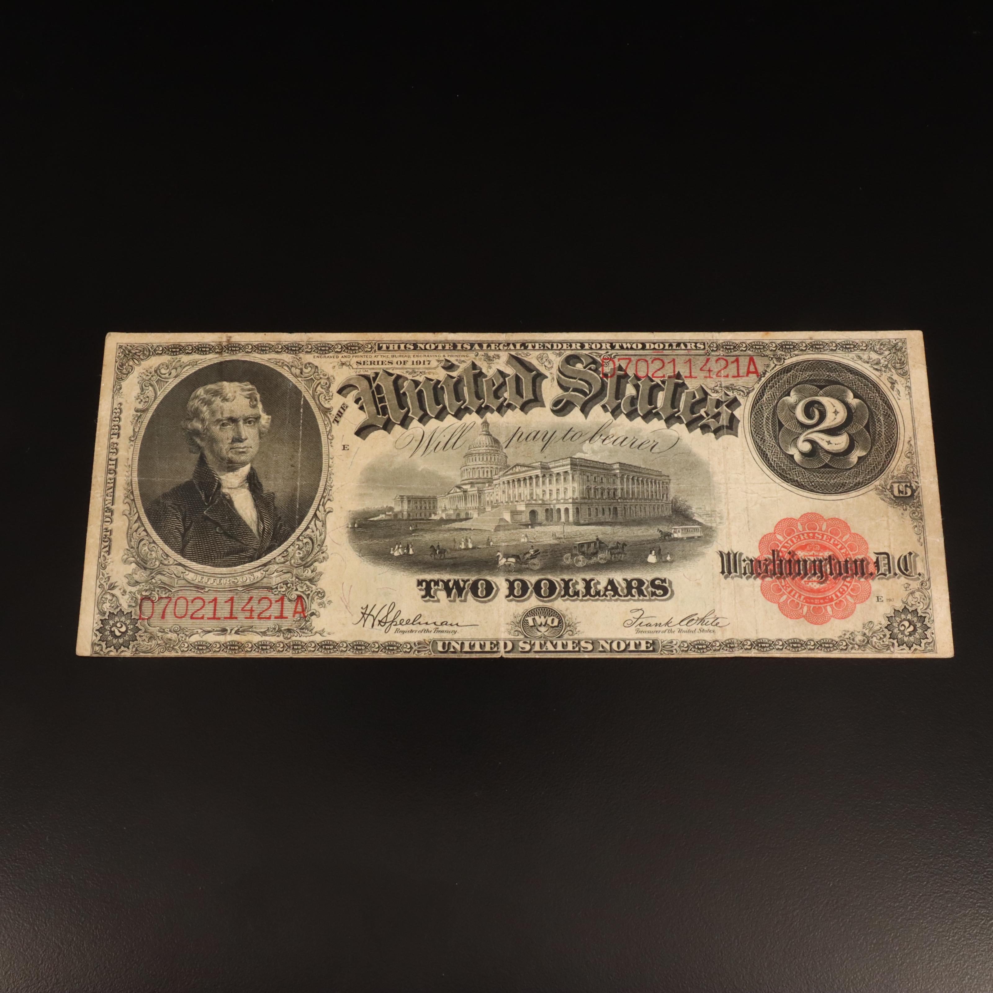1917 Two Dollar Legal Tender Bank Note