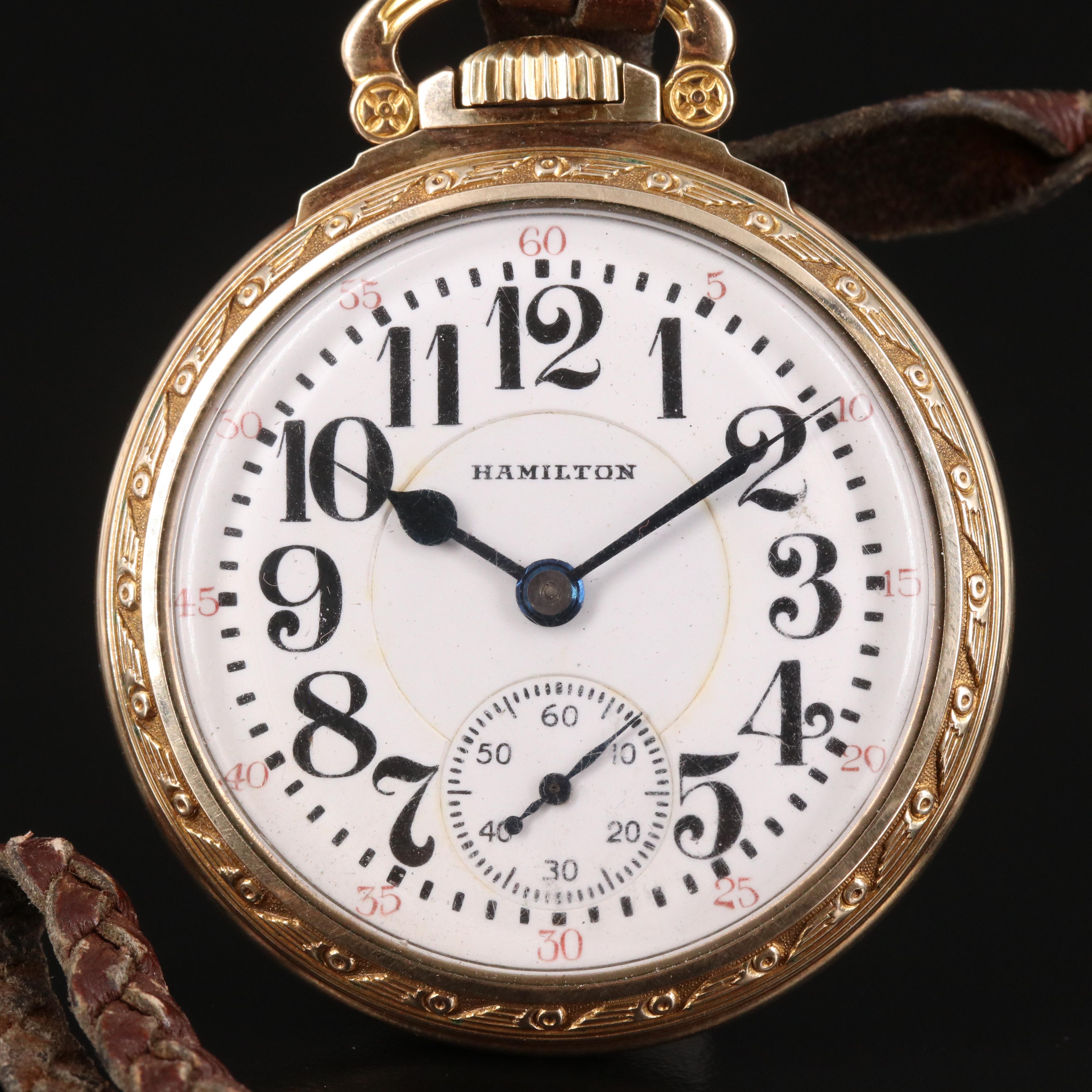 1941 - 1942 Hamilton Gold Filled Railroad Grade Pocket Watch